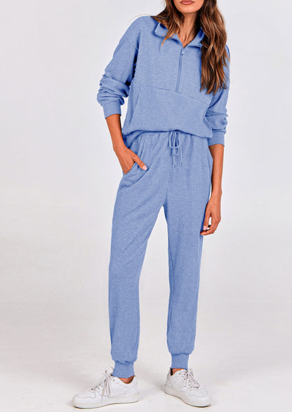 Women's Fall 2 Piece Lounge Sets Zip Up Sweatshirt Jogger Pants Sweat Track Suits Travel Outfit Winter Clothing