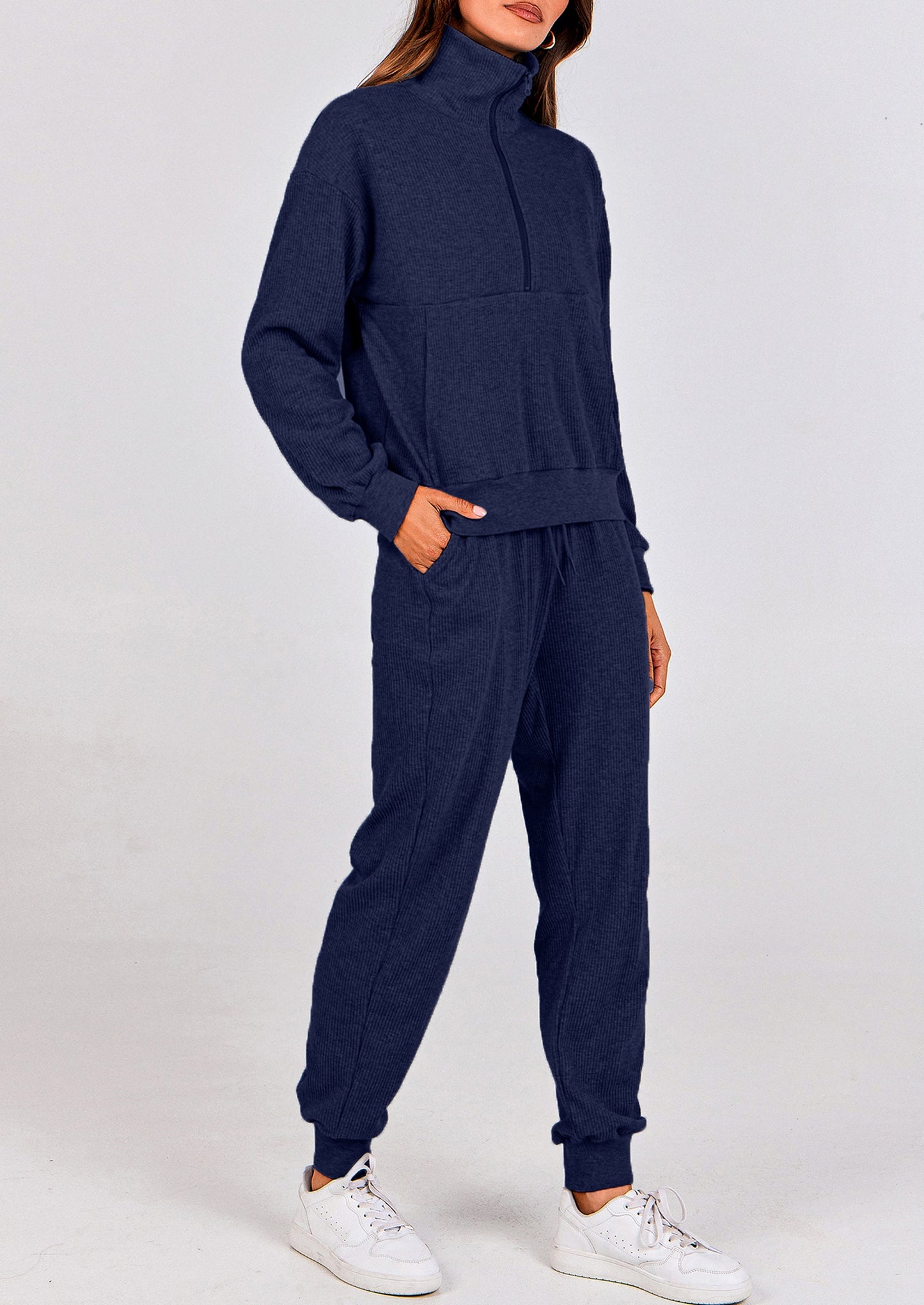 Women's Fall 2 Piece Lounge Sets Zip Up Sweatshirt Jogger Pants Sweat Track Suits Travel Outfit Winter Clothing