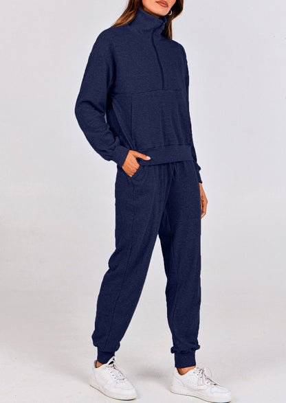 Women's Fall 2 Piece Lounge Sets Zip Up Sweatshirt Jogger Pants Sweat Track Suits Travel Outfit Winter Clothing