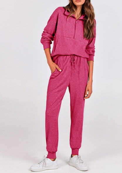 Women's Fall 2 Piece Lounge Sets Zip Up Sweatshirt Jogger Pants Sweat Track Suits Travel Outfit Winter Clothing