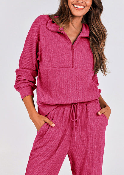 Women's Fall 2 Piece Lounge Sets Zip Up Sweatshirt Jogger Pants Sweat Track Suits Travel Outfit Winter Clothing