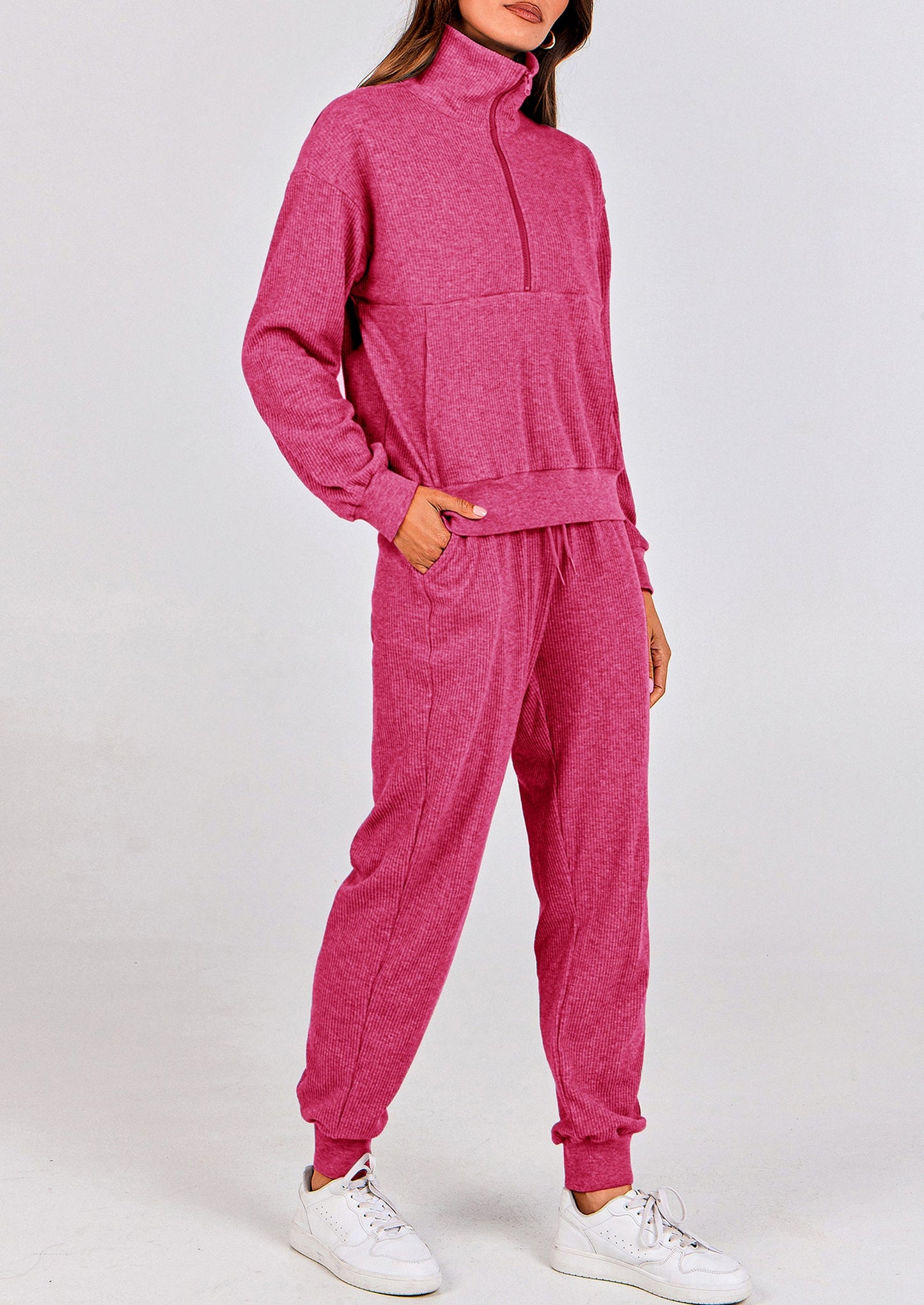 Women's Fall 2 Piece Lounge Sets Zip Up Sweatshirt Jogger Pants Sweat Track Suits Travel Outfit Winter Clothing