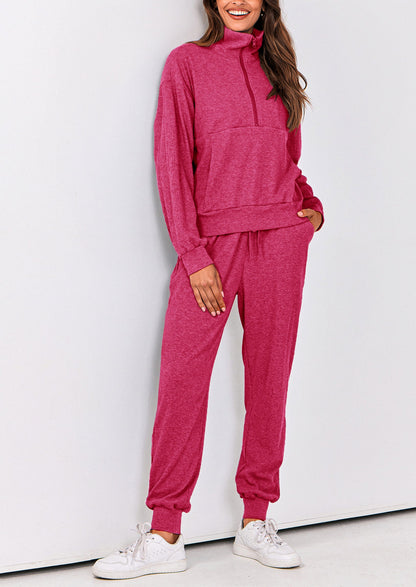 Women's Fall 2 Piece Lounge Sets Zip Up Sweatshirt Jogger Pants Sweat Track Suits Travel Outfit Winter Clothing