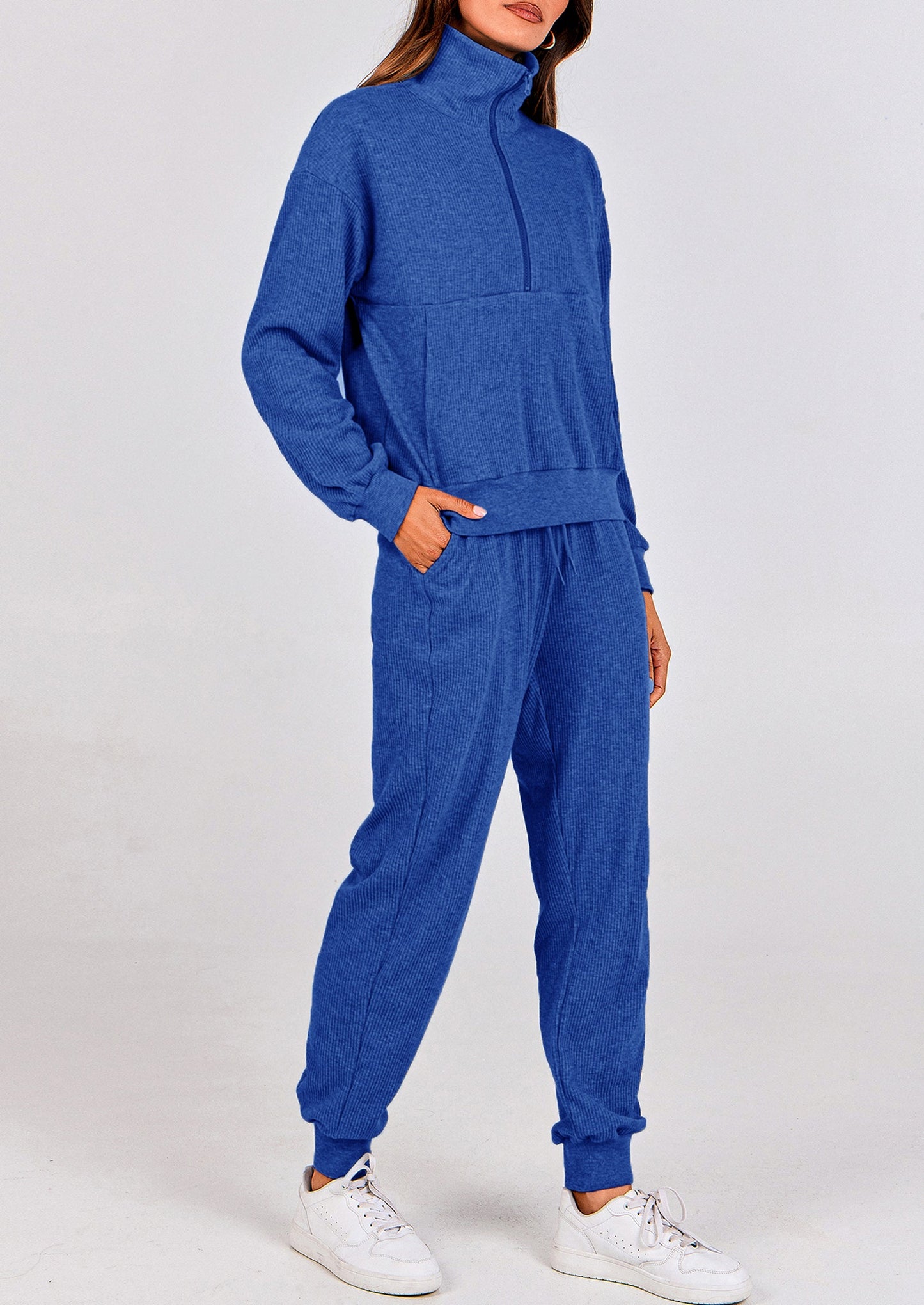 Women's Fall 2 Piece Lounge Sets Zip Up Sweatshirt Jogger Pants Sweat Track Suits Travel Outfit Winter Clothing