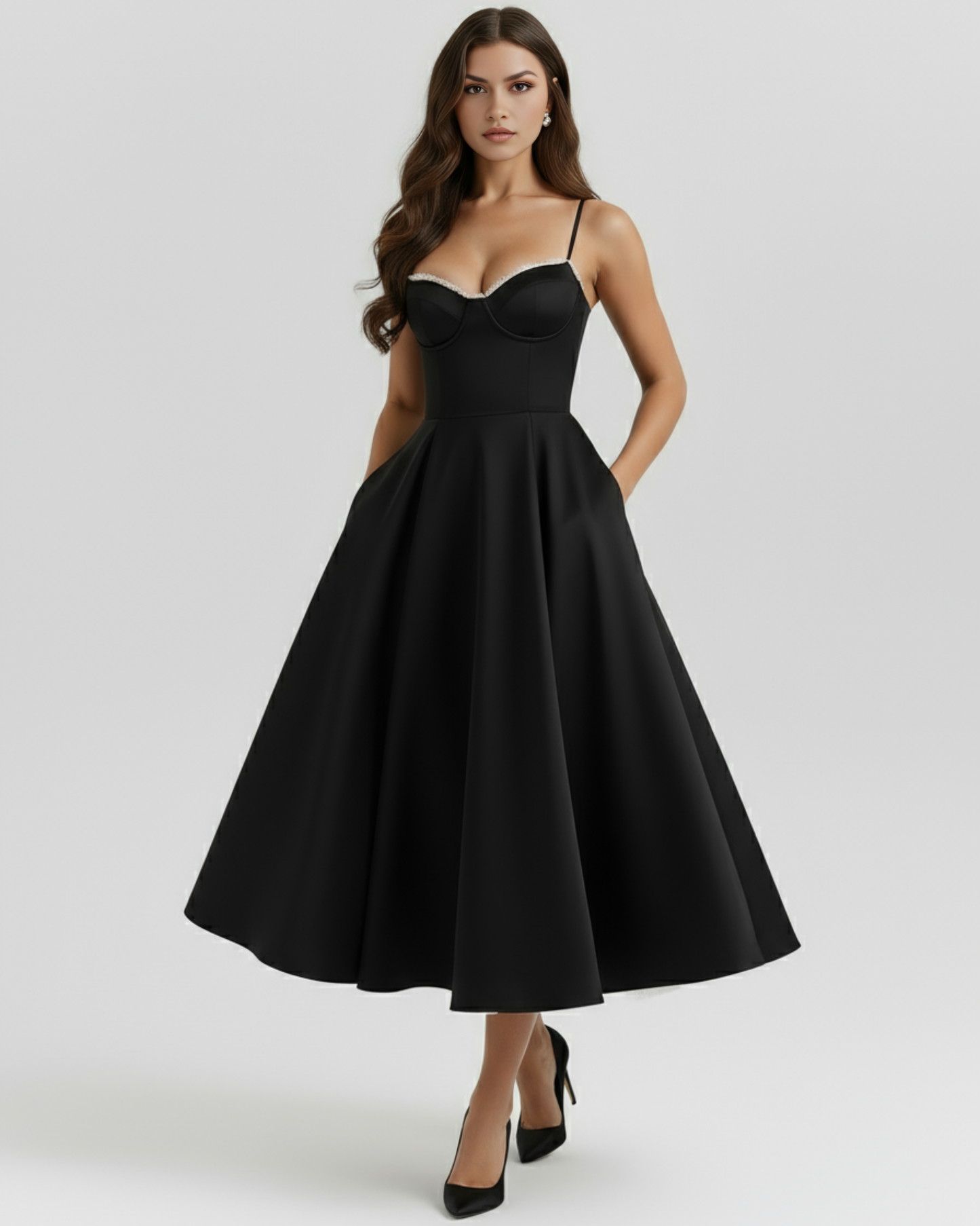 SCULPTING SWEETHEART MIDI DRESS