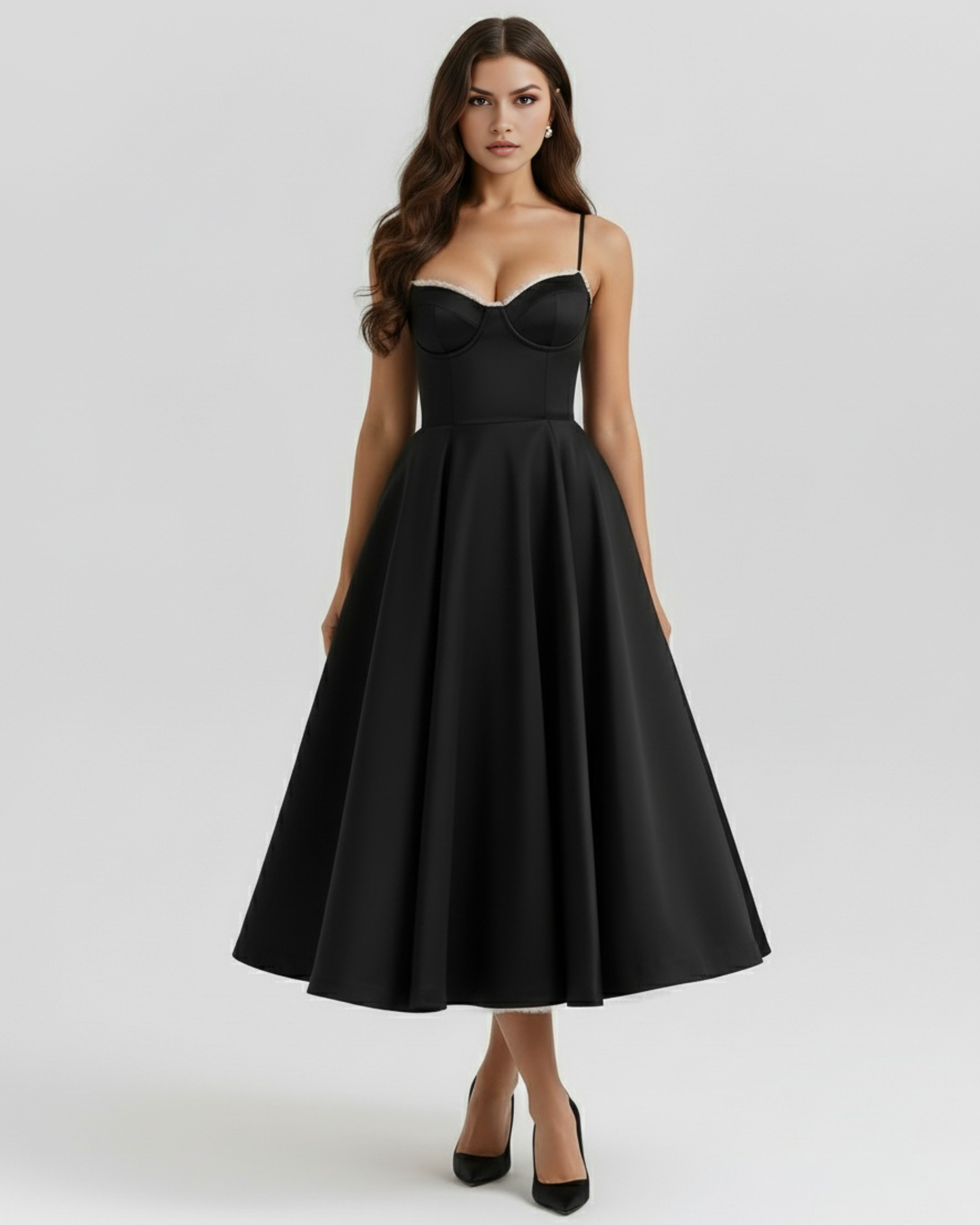 SCULPTING SWEETHEART MIDI DRESS