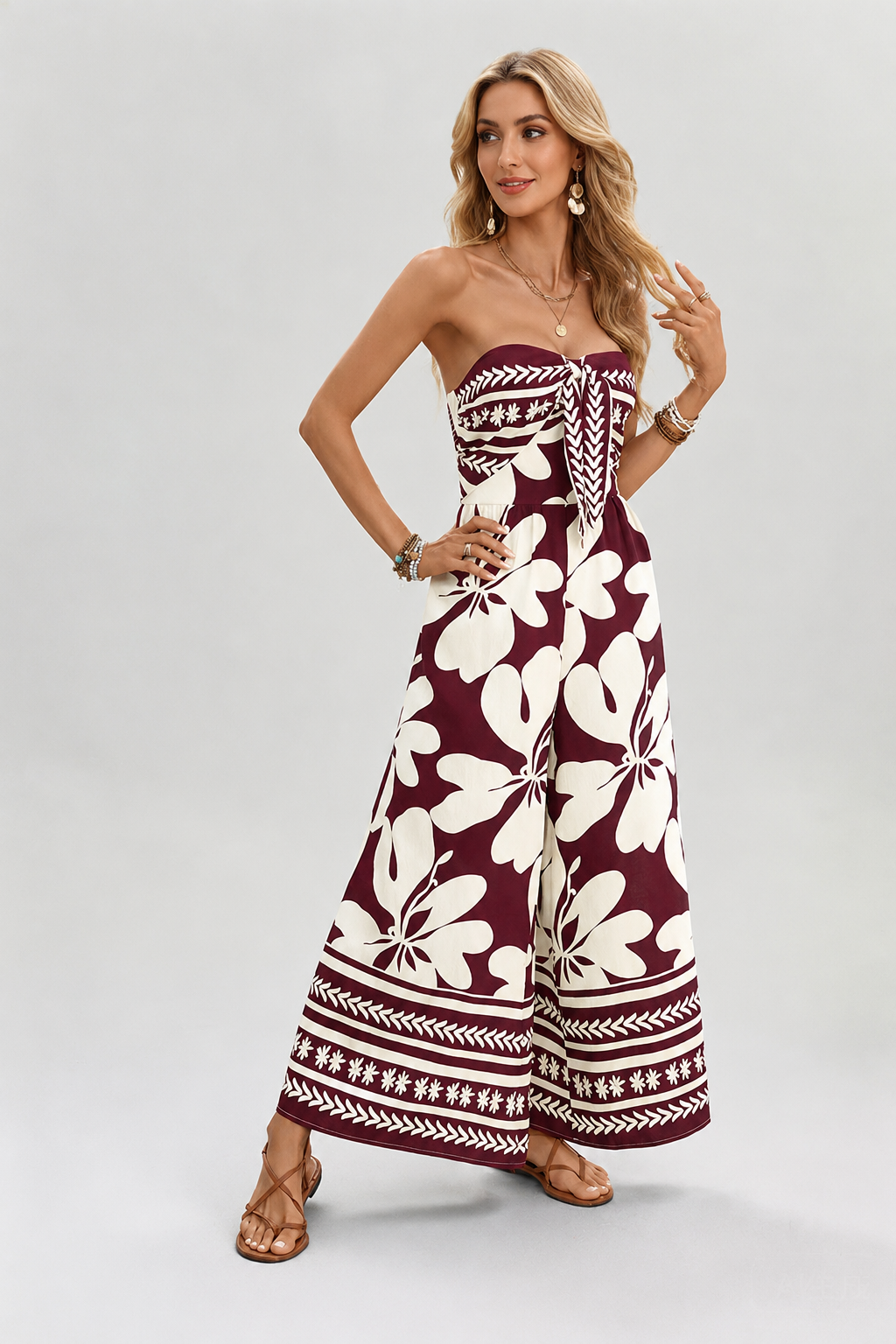 SUNSET COAST STRAPLESS JUMPSUIT EFFORTLESS RESORT STYLE MADE FOR SUNNY DAYS