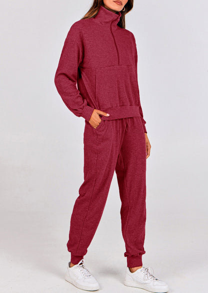 Women's Fall 2 Piece Lounge Sets Zip Up Sweatshirt Jogger Pants Sweat Track Suits Travel Outfit Winter Clothing