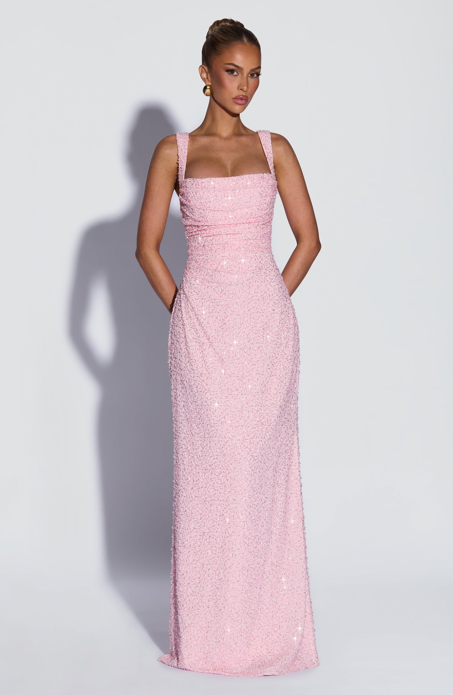 Calanthe Maxi Dress - Blush Sparkle Dress XS Fardora Premium Exclusive Design