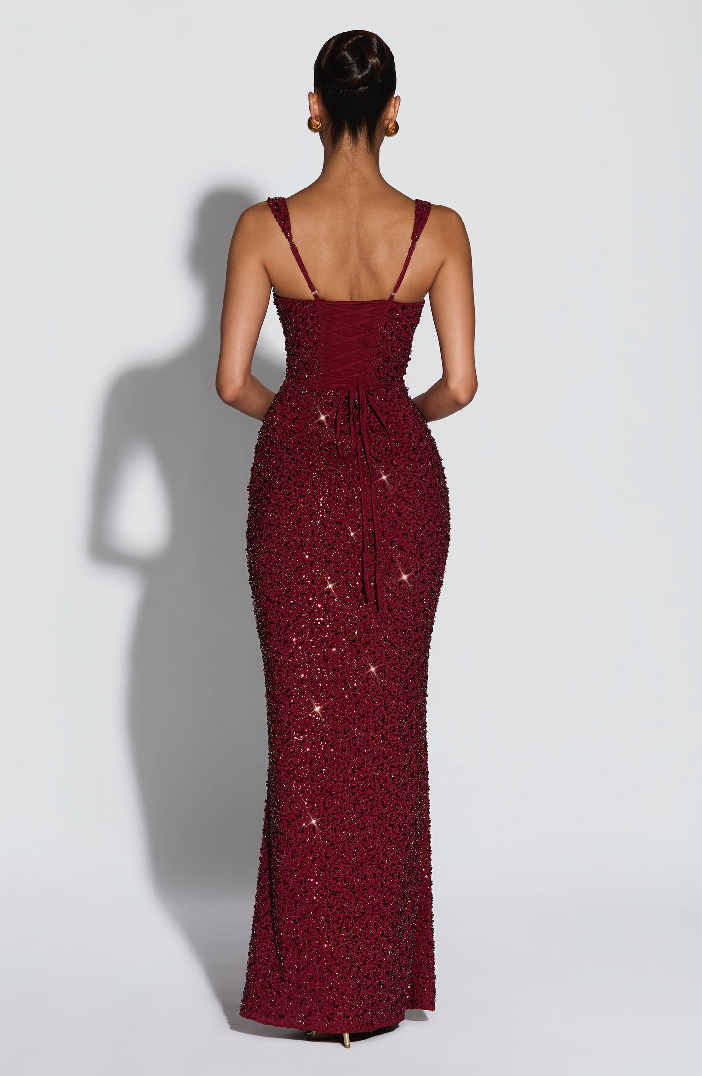 Calanthe Maxi Dress - Burgundy Sparkle Dress Fardora Premium Exclusive Design
