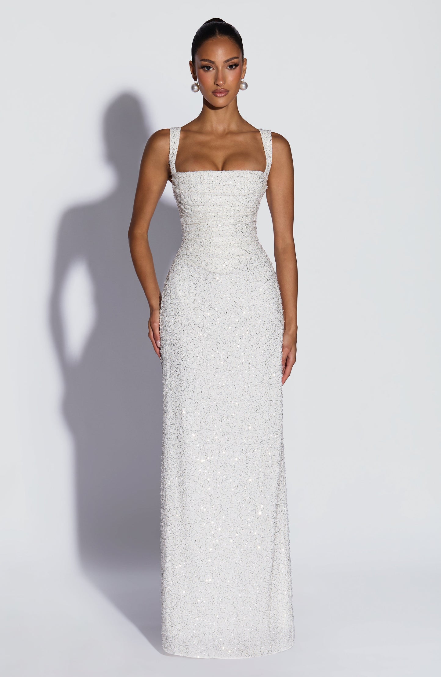 Calanthe Maxi Dress - Ivory Sparkle Dress Fardora Premium Exclusive Design
