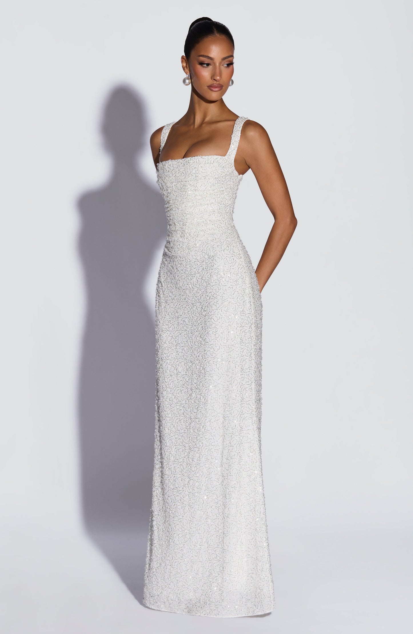 Calanthe Maxi Dress - Ivory Sparkle Dress Fardora Premium Exclusive Design