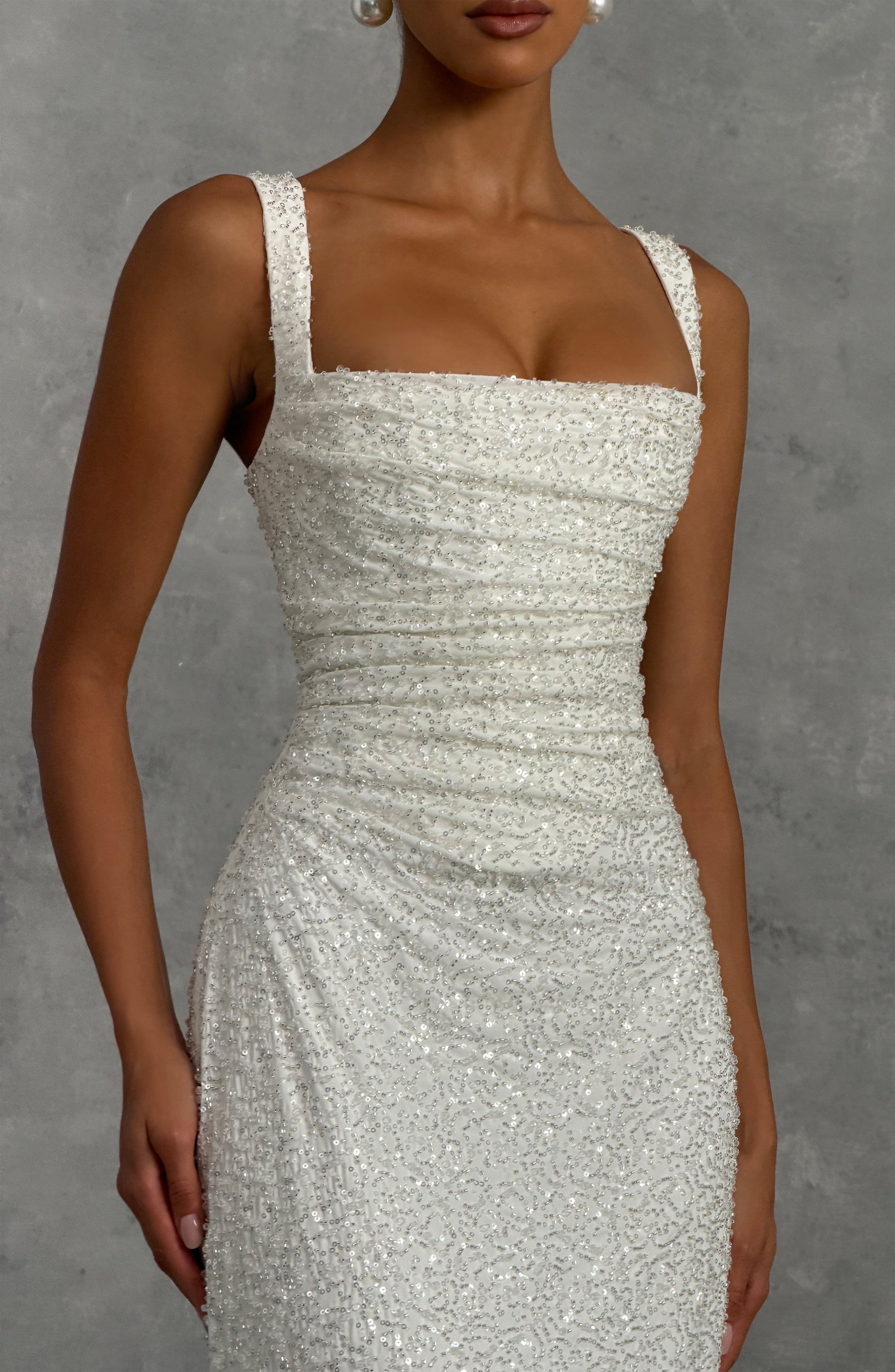 Calanthe Maxi Dress - Ivory Sparkle Dress Fardora Premium Exclusive Design