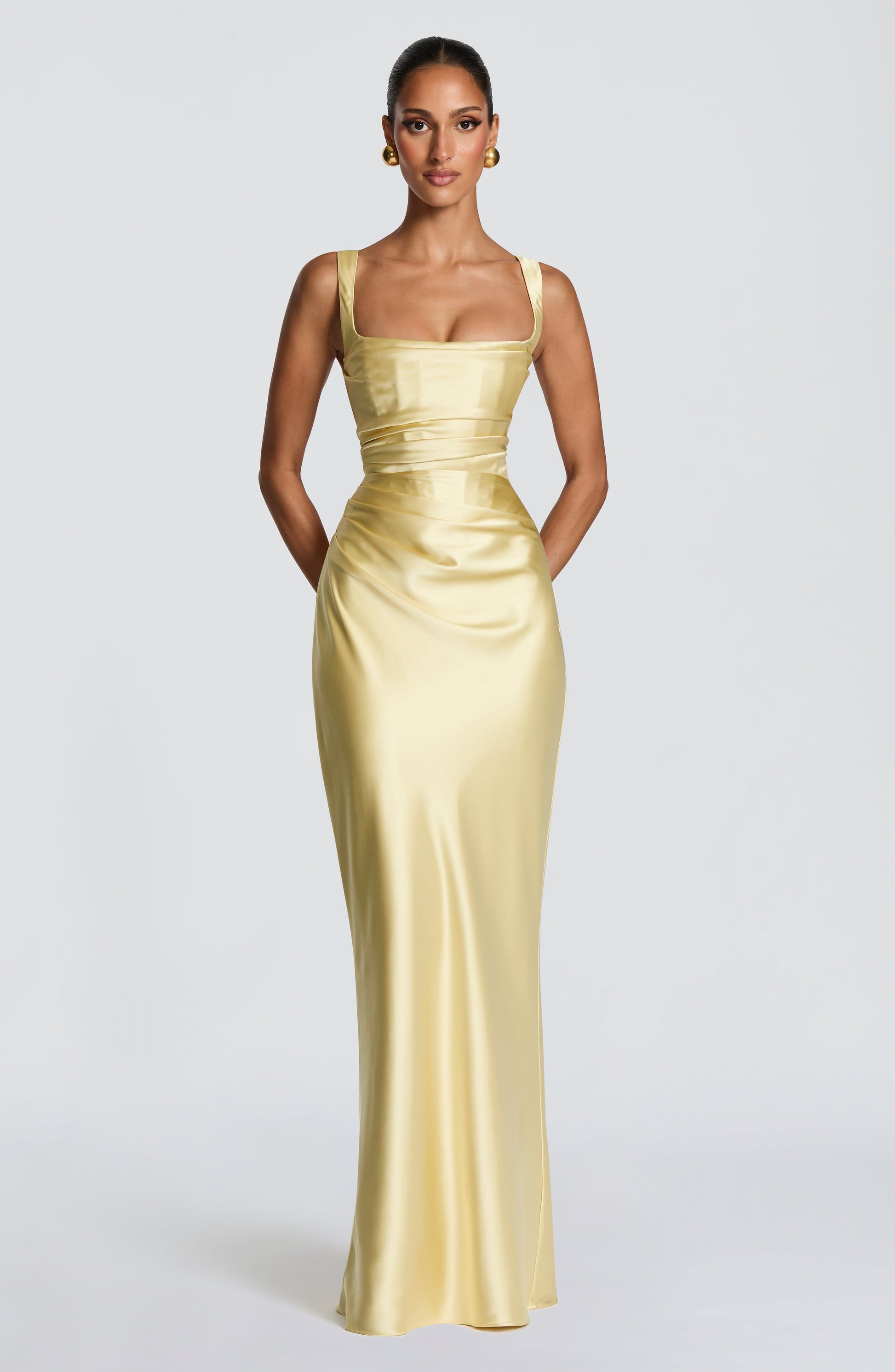 Calanthe Maxi Dress - Lemon Dress XS Fardora Premium Exclusive Design