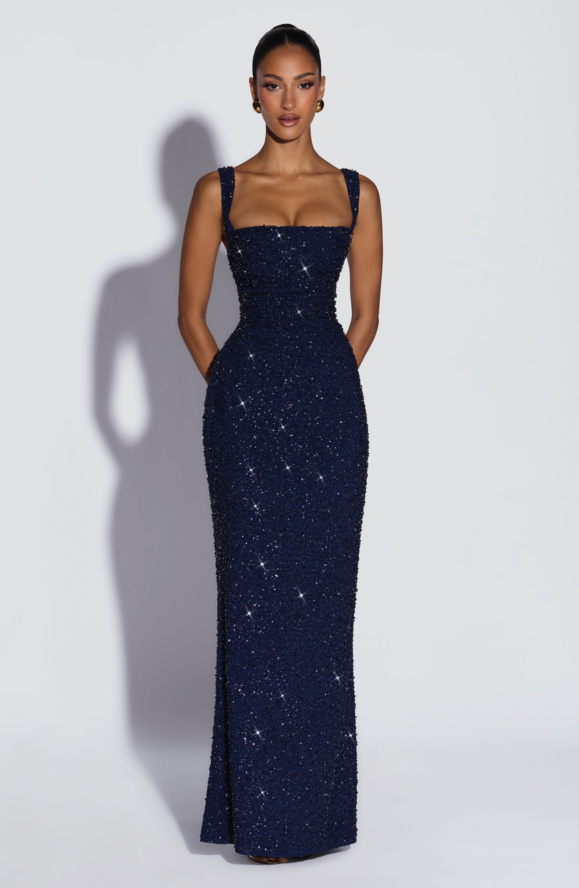 Calanthe Maxi Dress - Navy Sparkle Dress Fardora Premium Exclusive Design