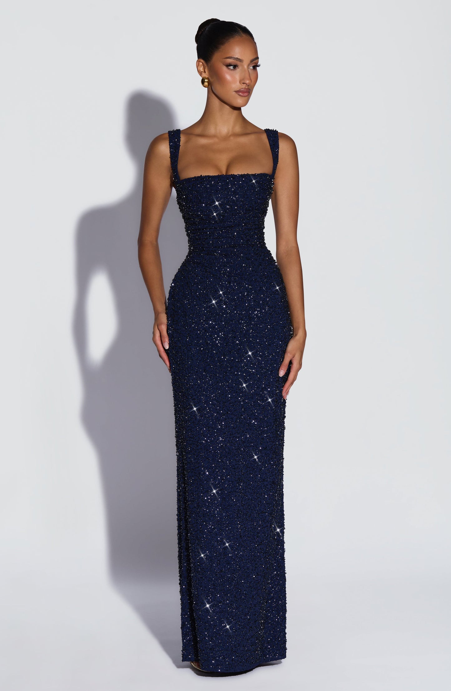 Calanthe Maxi Dress - Navy Sparkle Dress XS Fardora Premium Exclusive Design