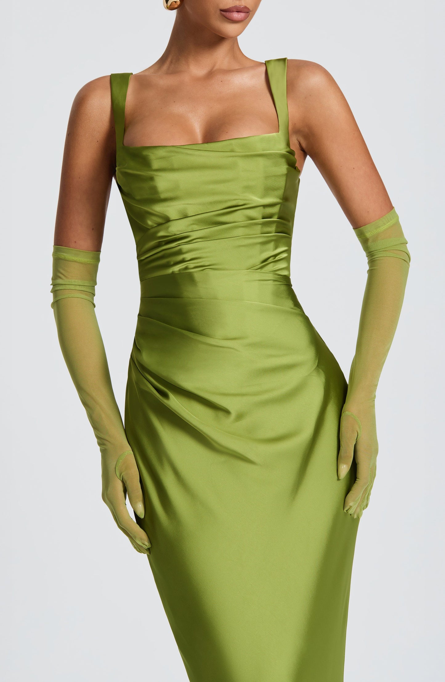 Calanthe Maxi Dress - Olive Dress Fardora Premium Exclusive Design