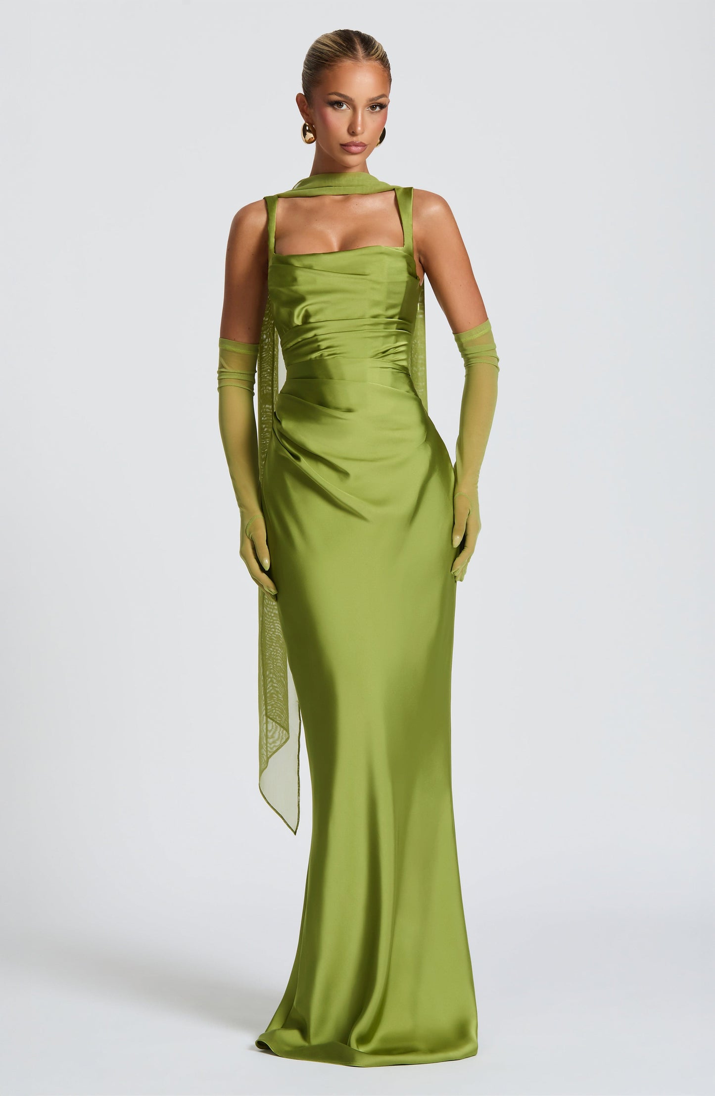 Calanthe Maxi Dress - Olive Dress Fardora Premium Exclusive Design