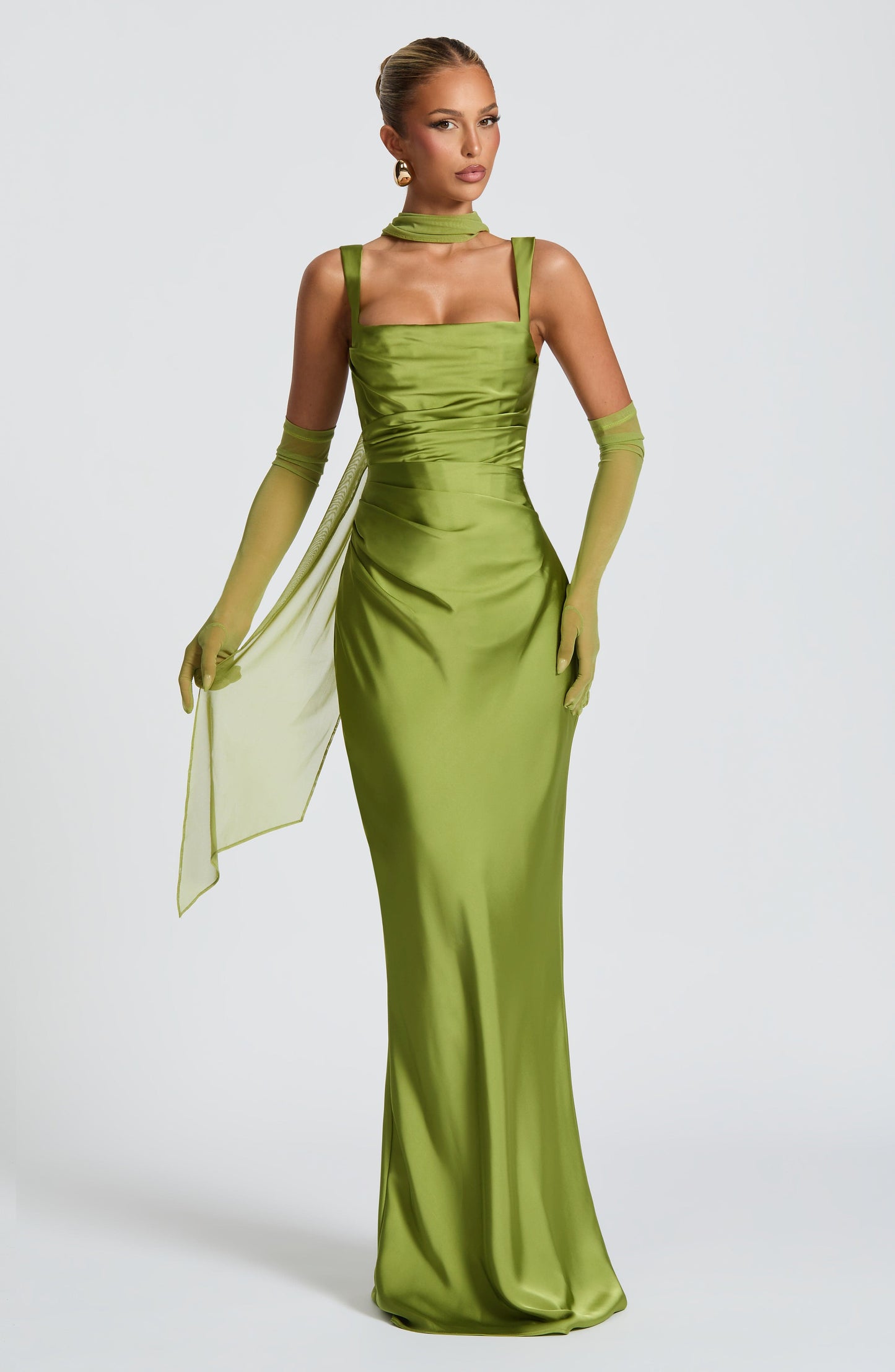 Calanthe Maxi Dress - Olive Dress Fardora Premium Exclusive Design