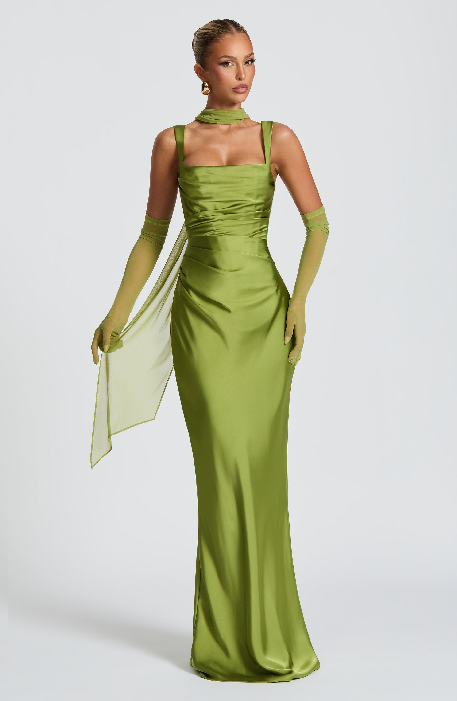 Calanthe Maxi Dress - Olive Dress Fardora Premium Exclusive Design