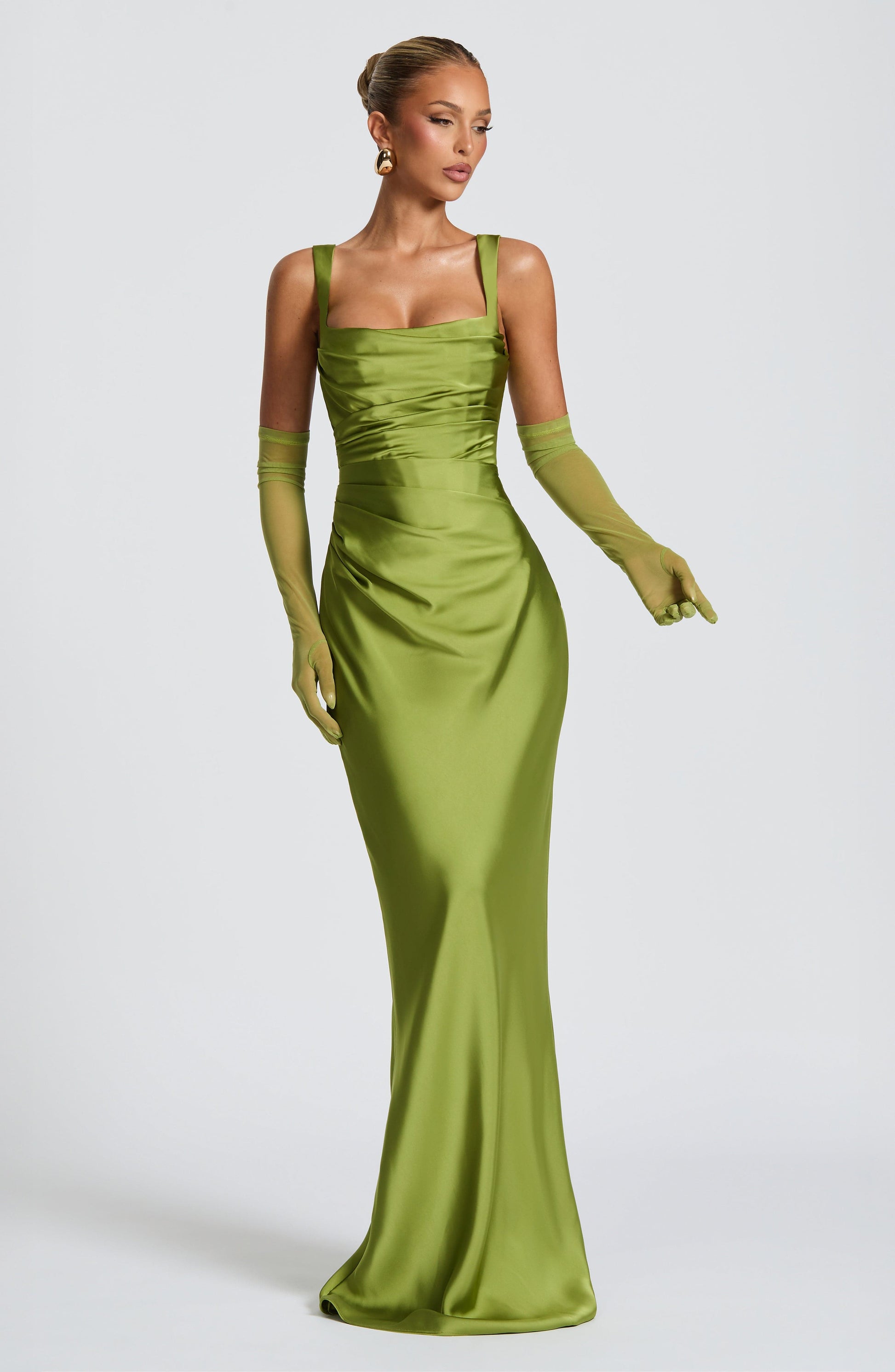 Calanthe Maxi Dress - Olive Dress Fardora Premium Exclusive Design