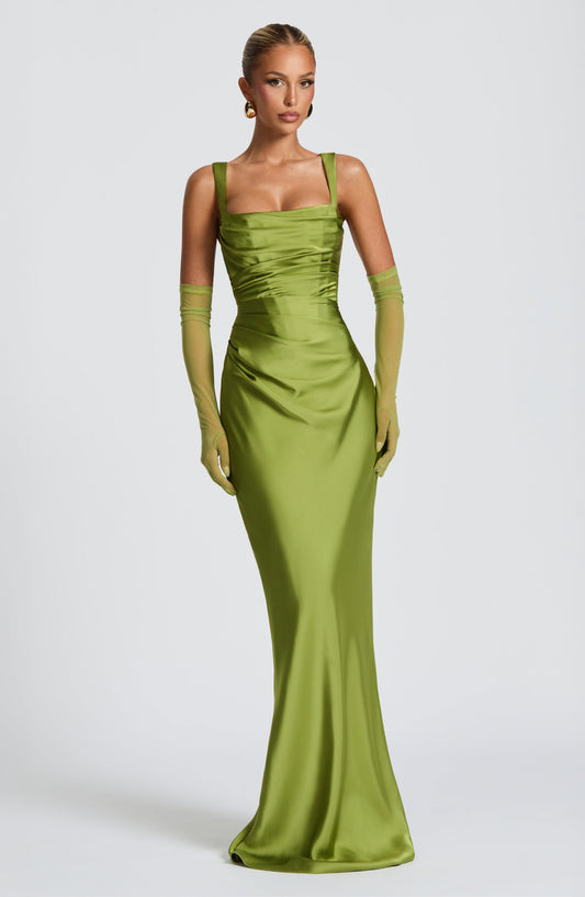 Calanthe Maxi Dress - Olive Dress XS Fardora Premium Exclusive Design