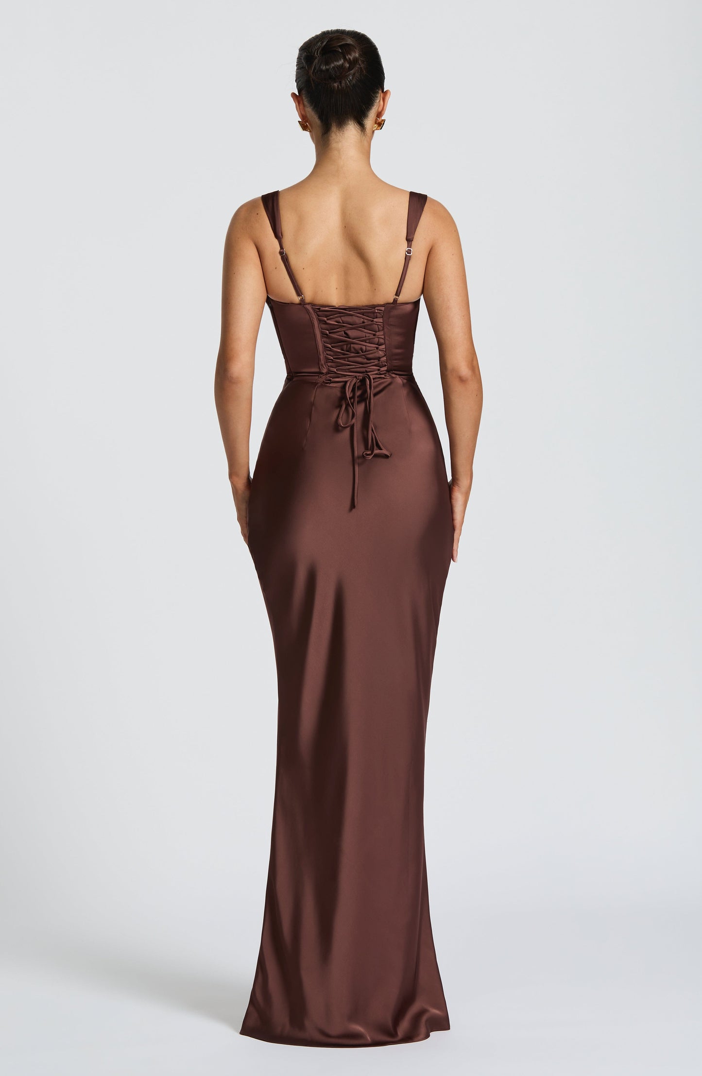 Calanthe Maxi Dress - Plum Brown Dress Fardora Premium Exclusive Design