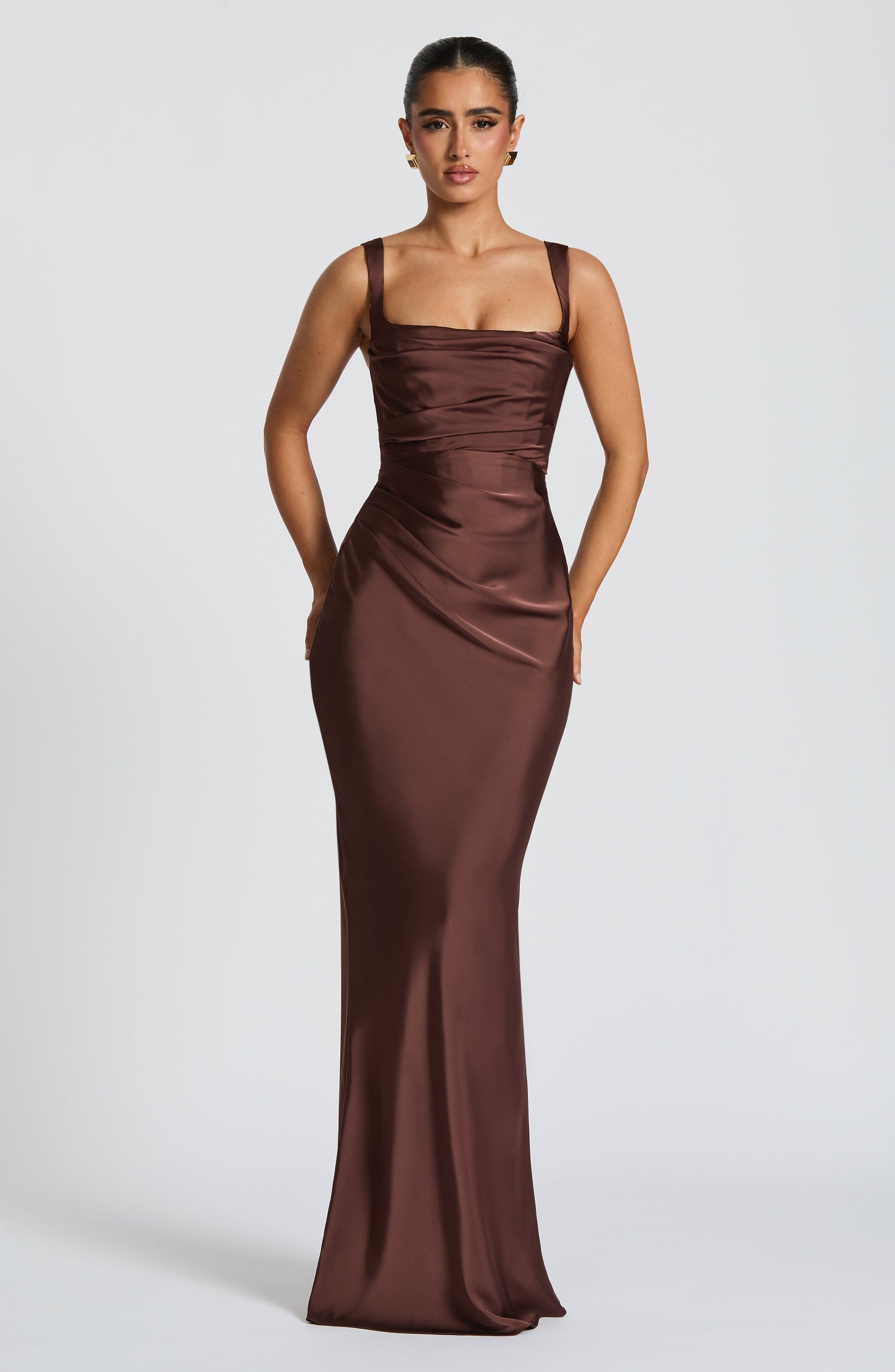 Calanthe Maxi Dress - Plum Brown Dress Fardora Premium Exclusive Design