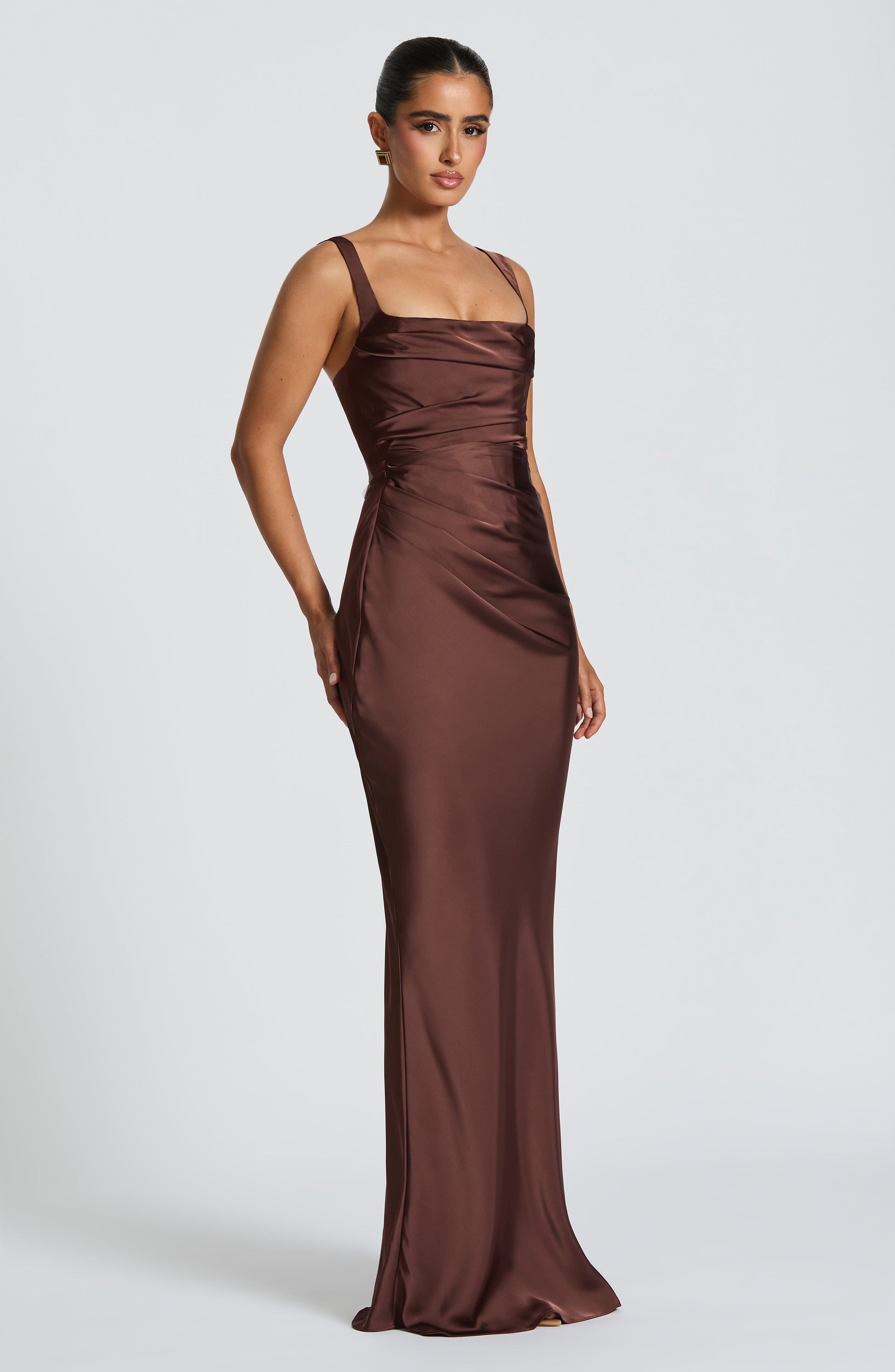 Calanthe Maxi Dress - Plum Brown Dress Fardora Premium Exclusive Design