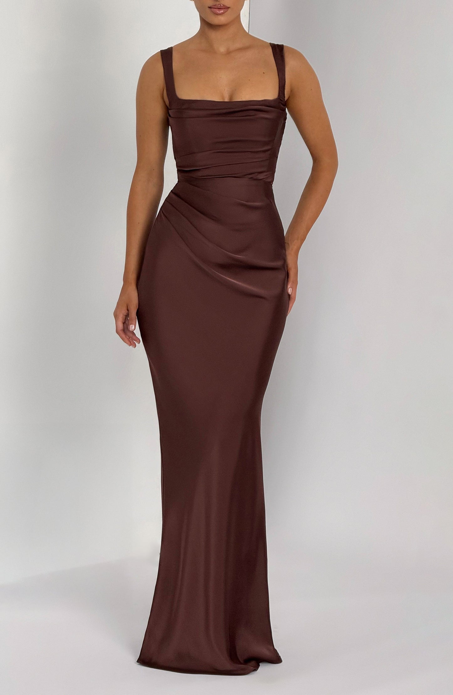 Calanthe Maxi Dress - Plum Brown Dress Fardora Premium Exclusive Design