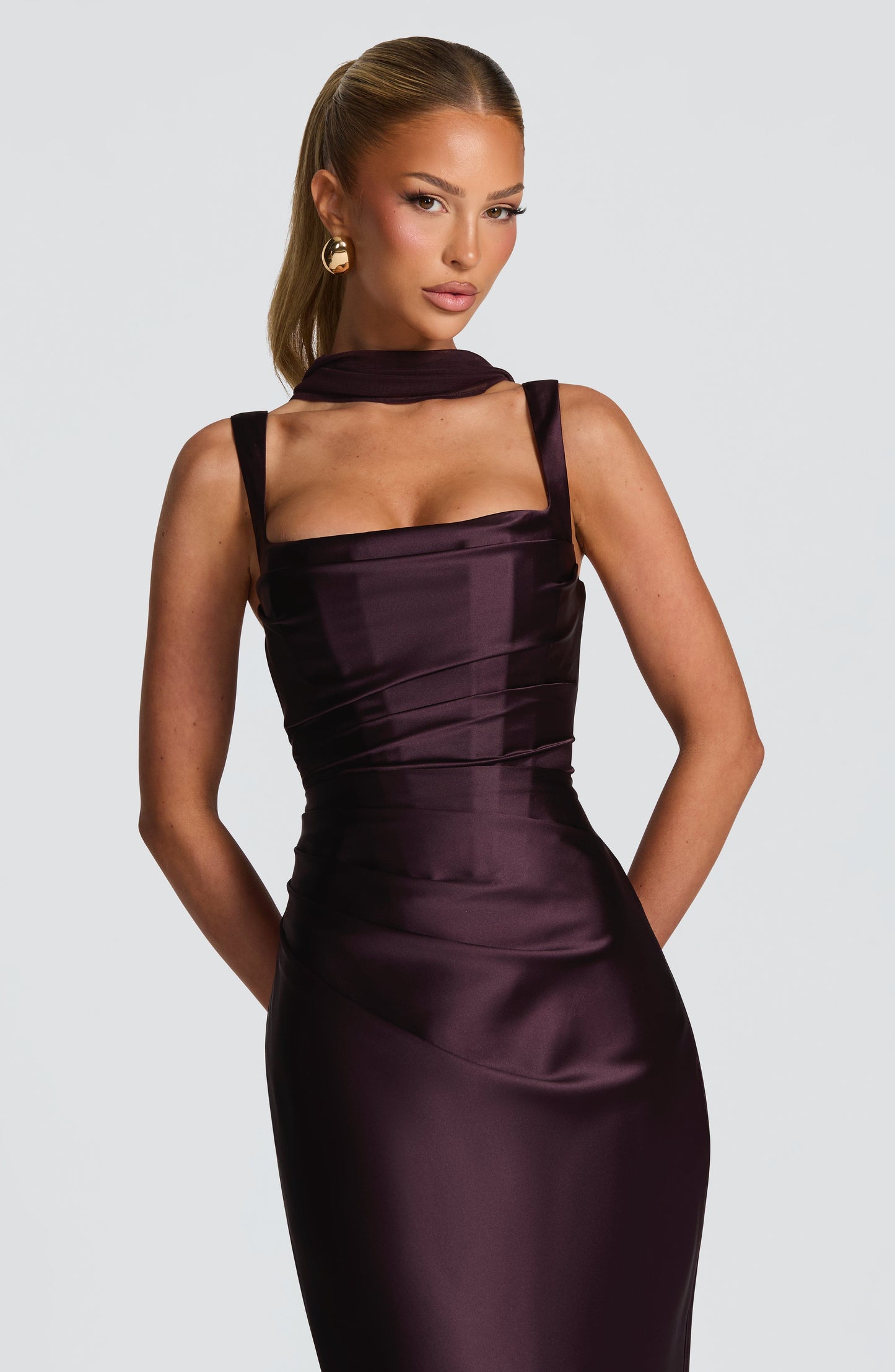 Calanthe Maxi Dress - Plum Dress Fardora Premium Exclusive Design