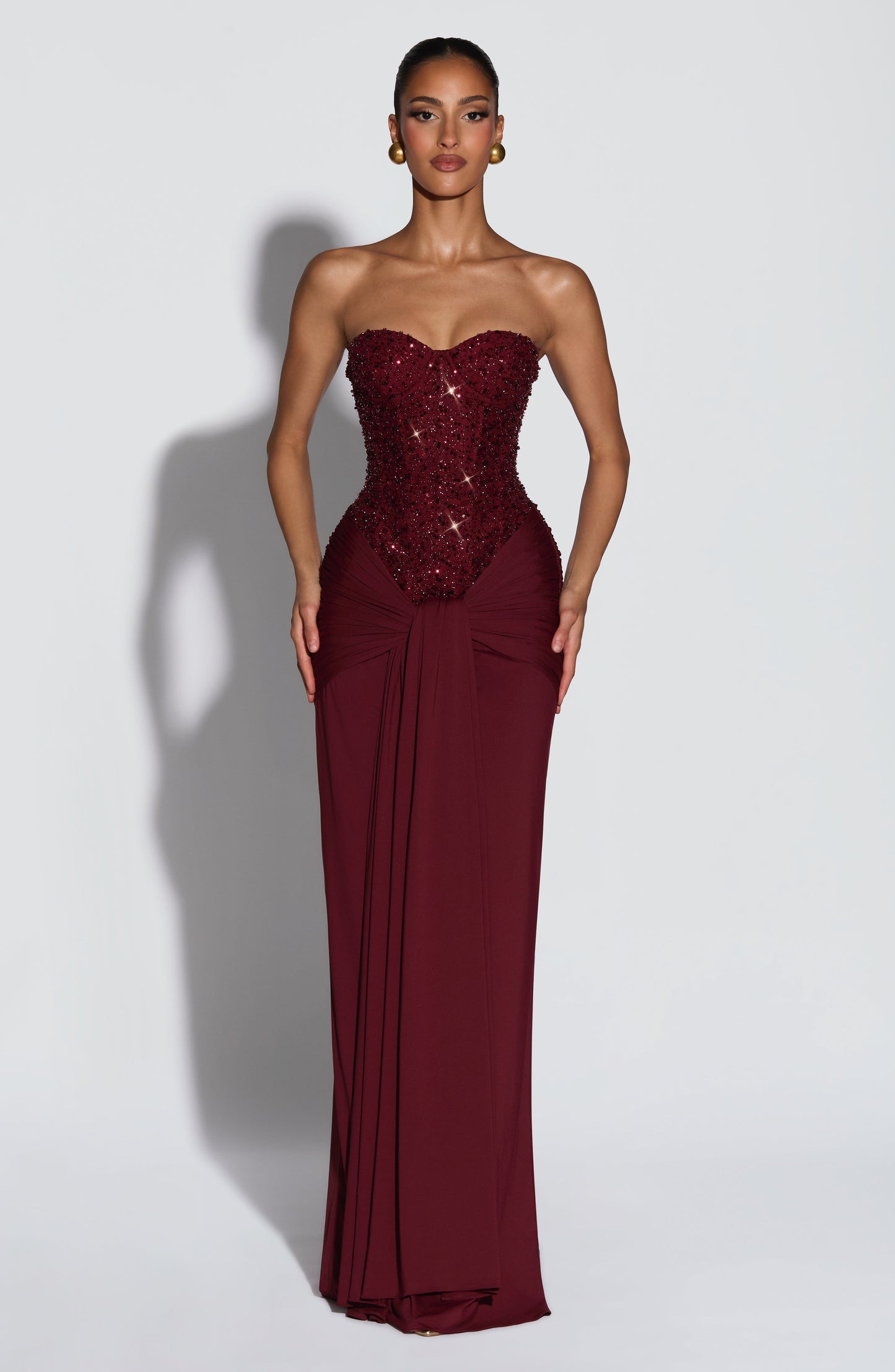 Carina Maxi Dress - Burgundy Dress Fardora Premium Exclusive Design