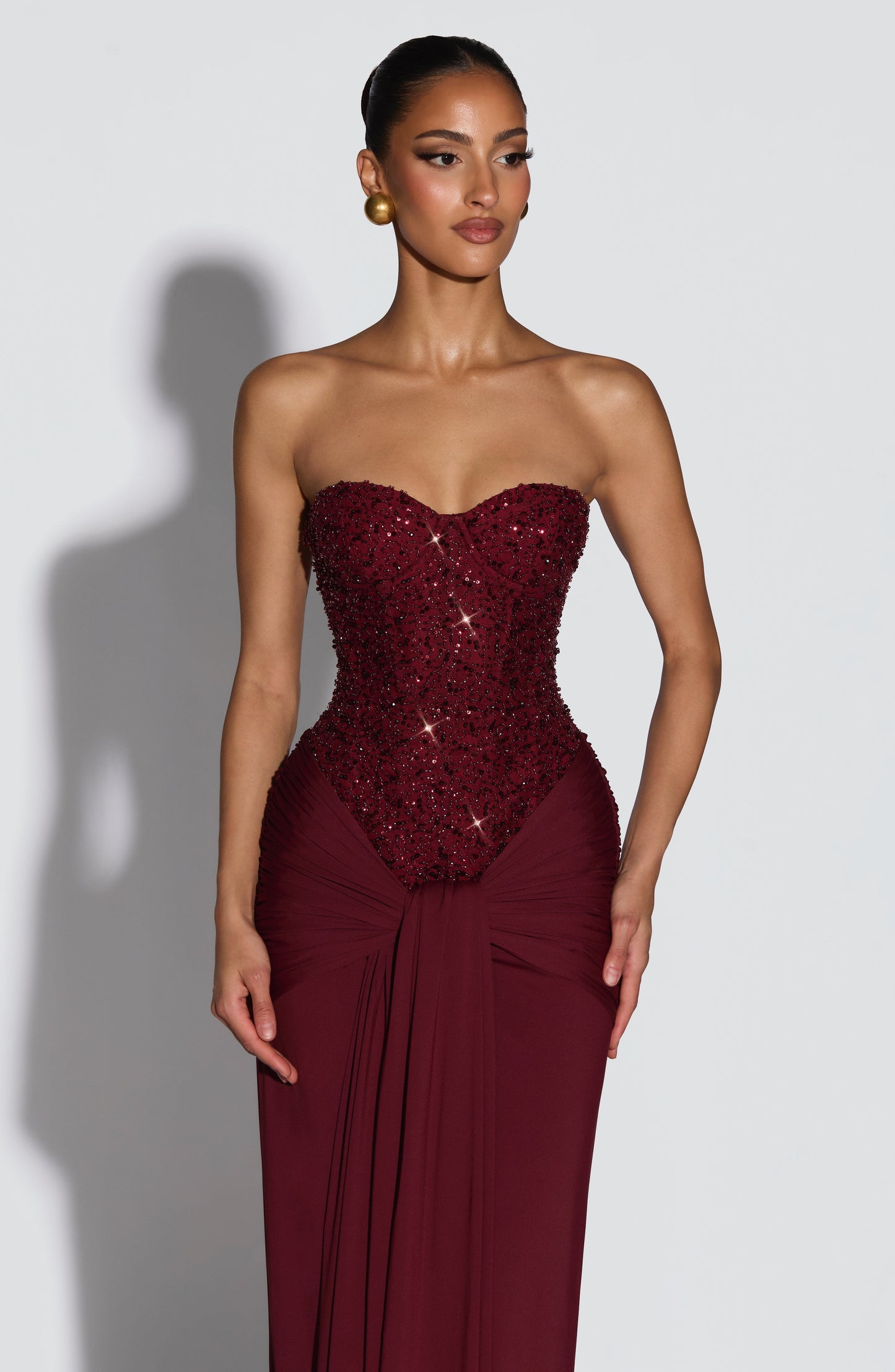 Carina Maxi Dress - Burgundy Dress Fardora Premium Exclusive Design