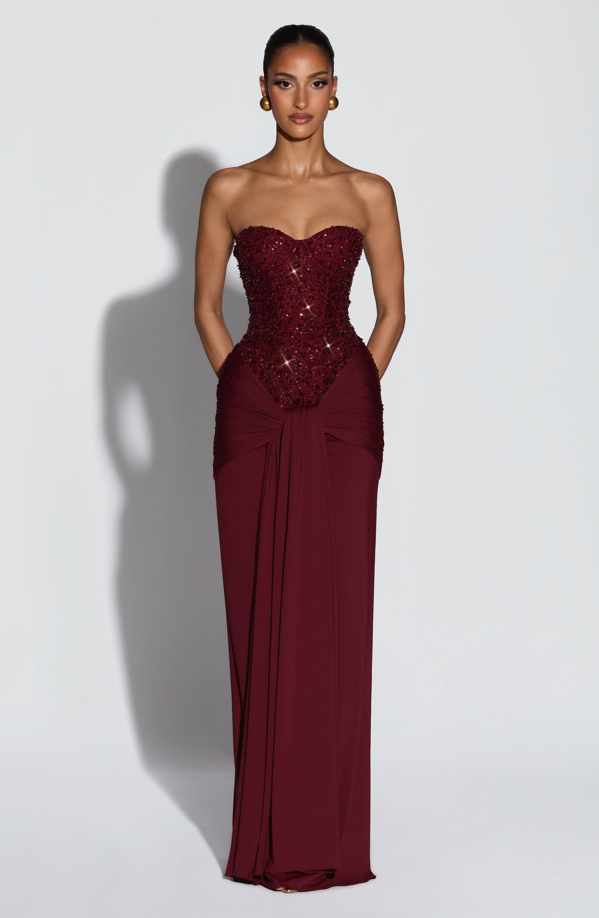Carina Maxi Dress - Burgundy Dress XS Fardora Premium Exclusive Design