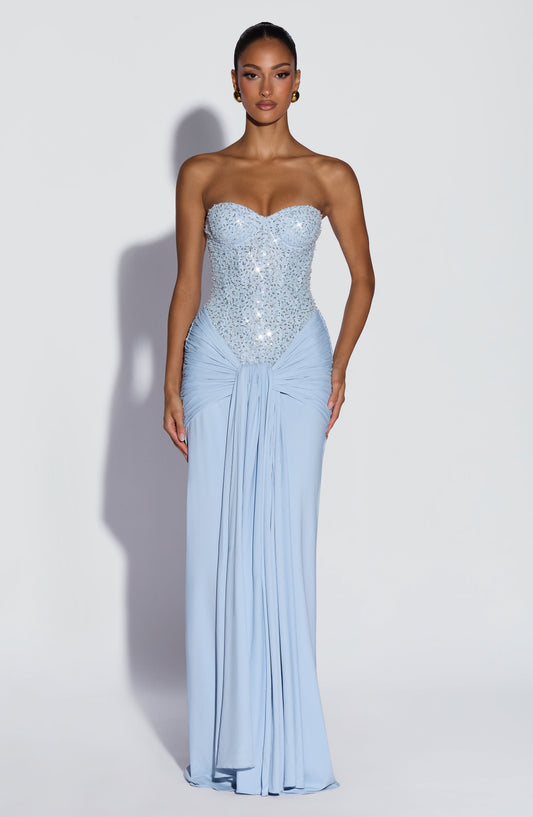 Carina Maxi Dress - Glacier Blue Dress XS Fardora Premium Exclusive Design