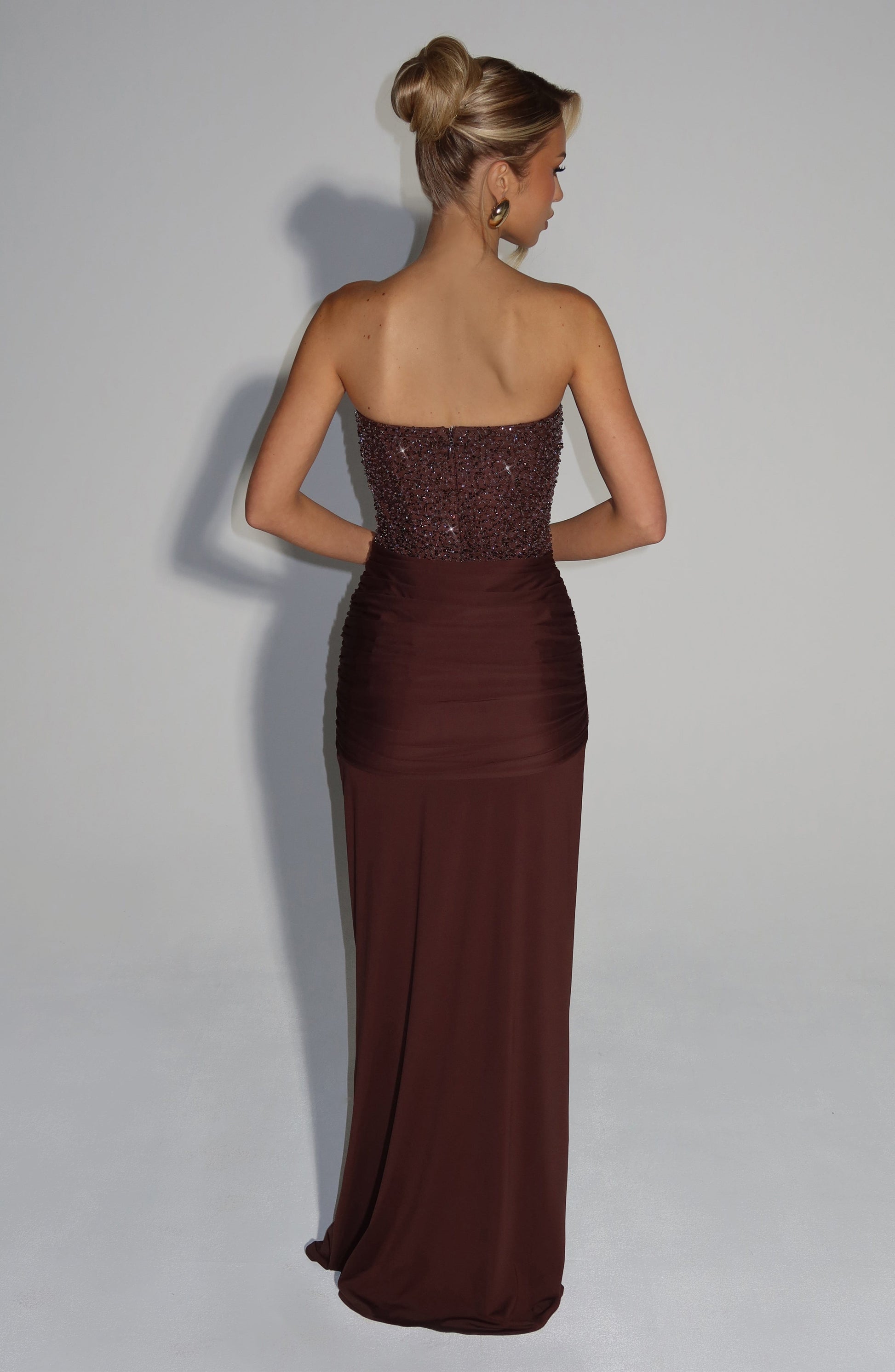 Carina Maxi Dress - Plum Brown Dress Fardora Premium Exclusive Design
