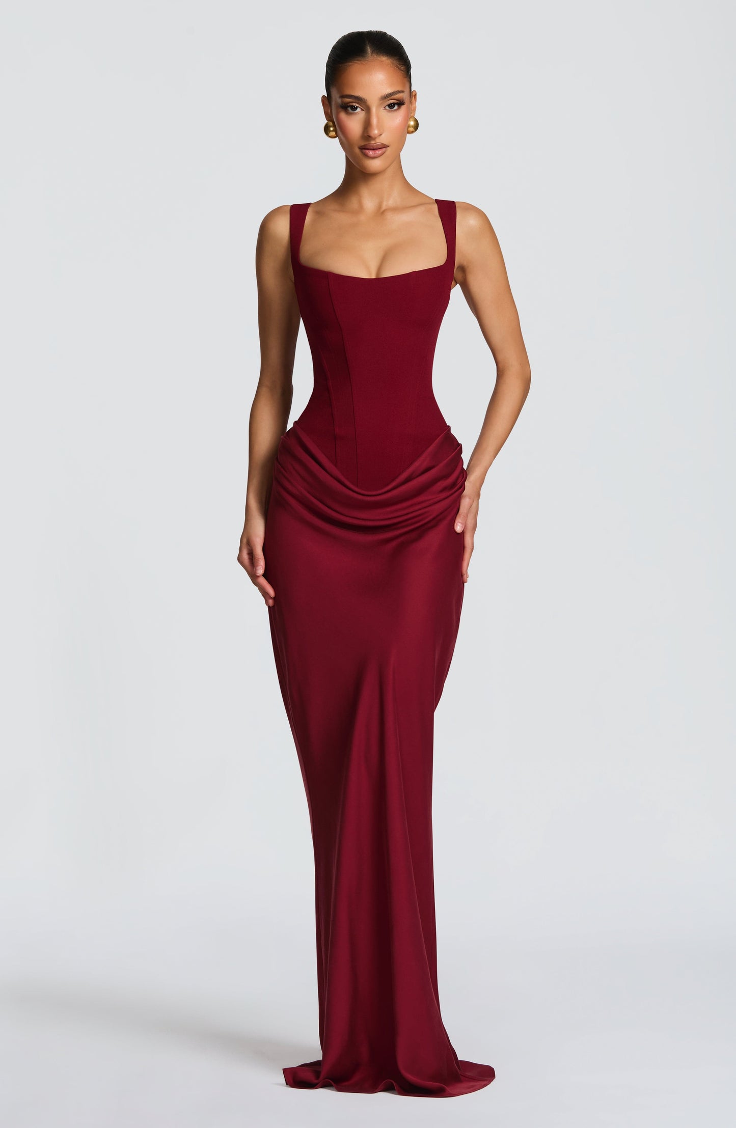 Cornelia Maxi Dress - Burgundy Dress Fardora Premium Exclusive Design