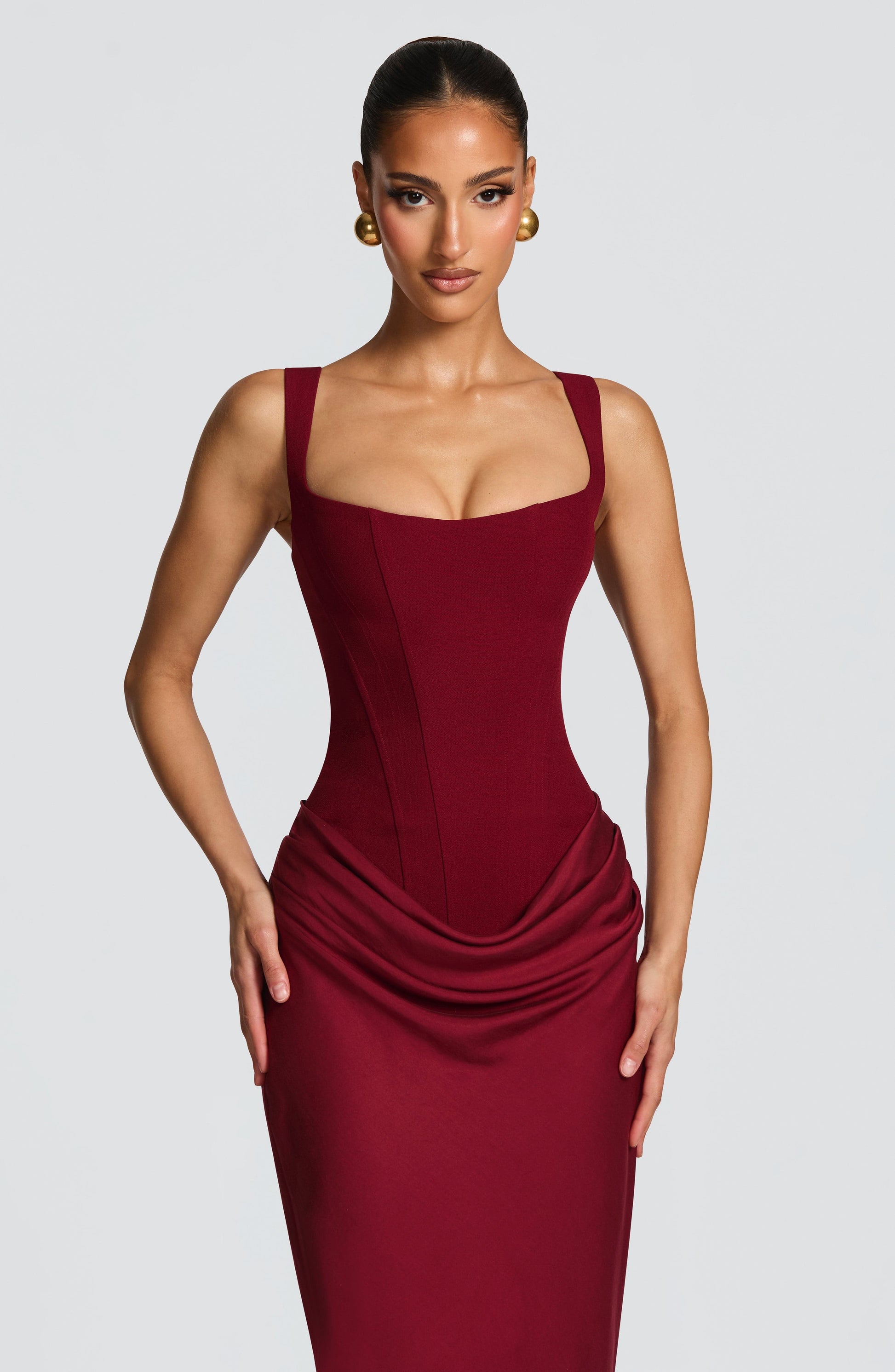 Cornelia Maxi Dress - Burgundy Dress Fardora Premium Exclusive Design