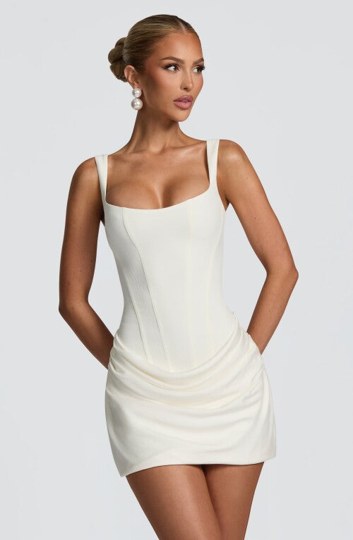 Cornelia Mini Dress - Ivory Dress Fardora Premium Exclusive Design