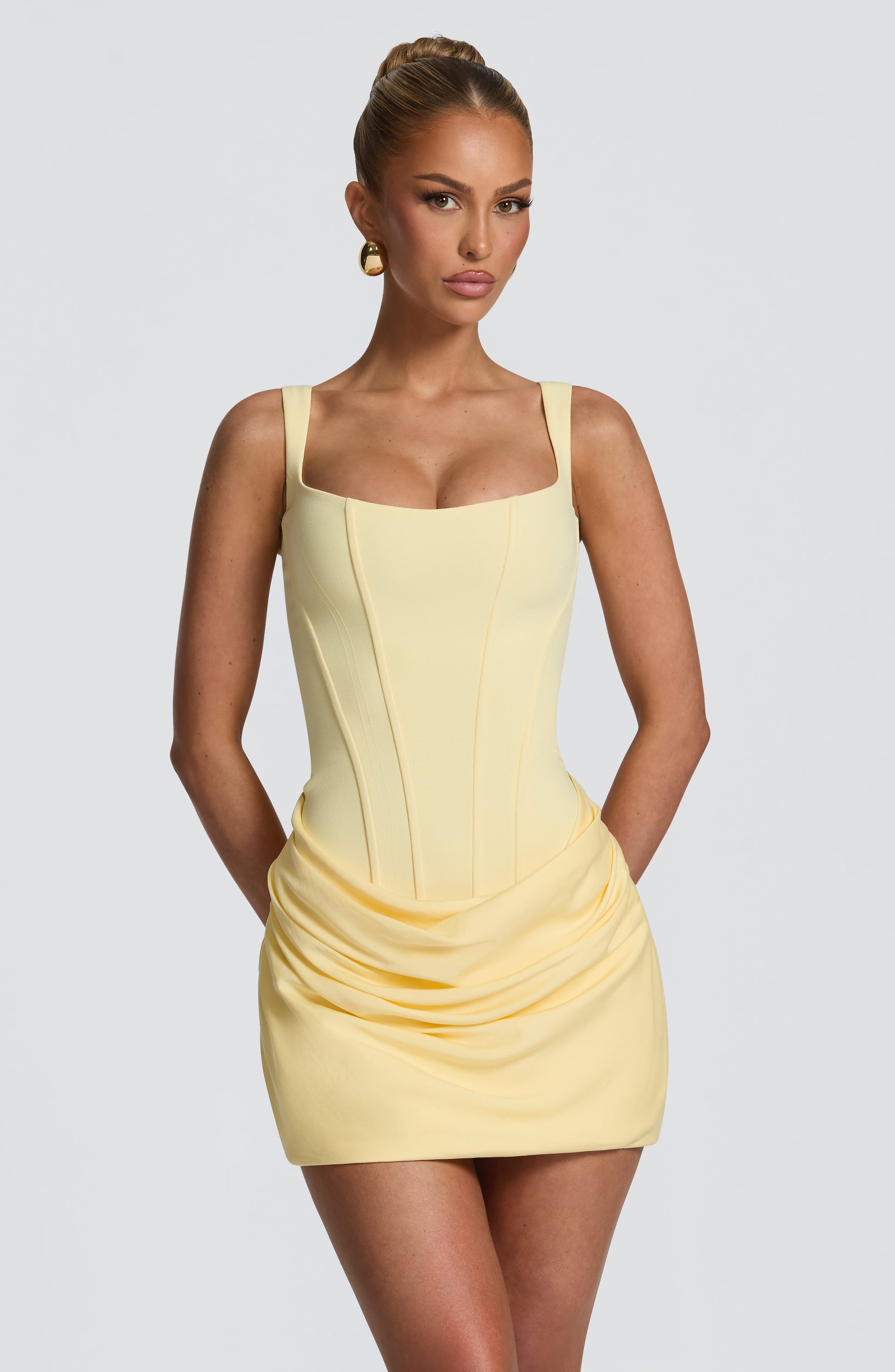 Cornelia Mini Dress - Lemon Dress XS Fardora Premium Exclusive Design