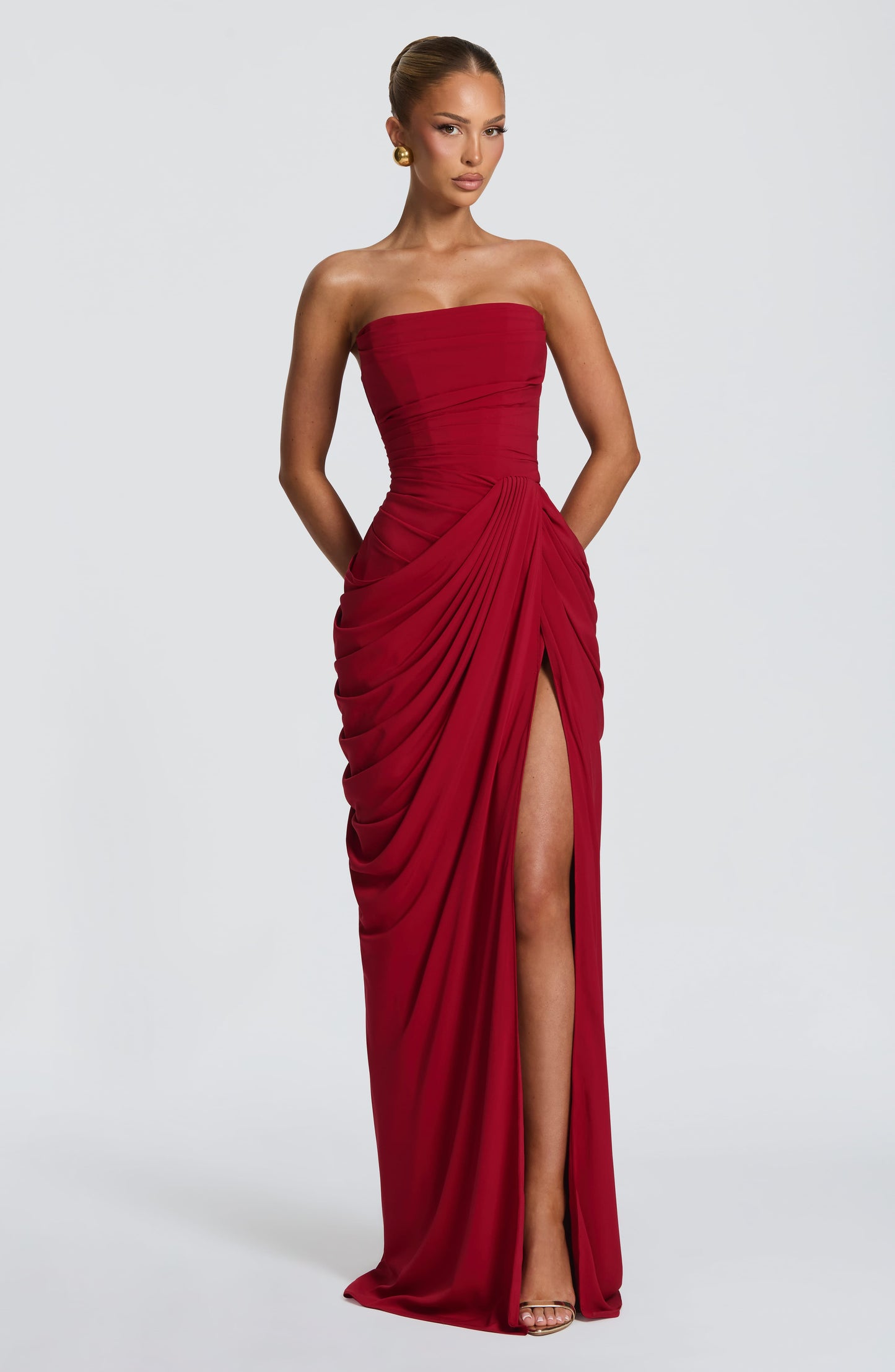 Cyra Maxi Dress - Deep Red Dress XS Babyboo Fashion Premium Exclusive Design