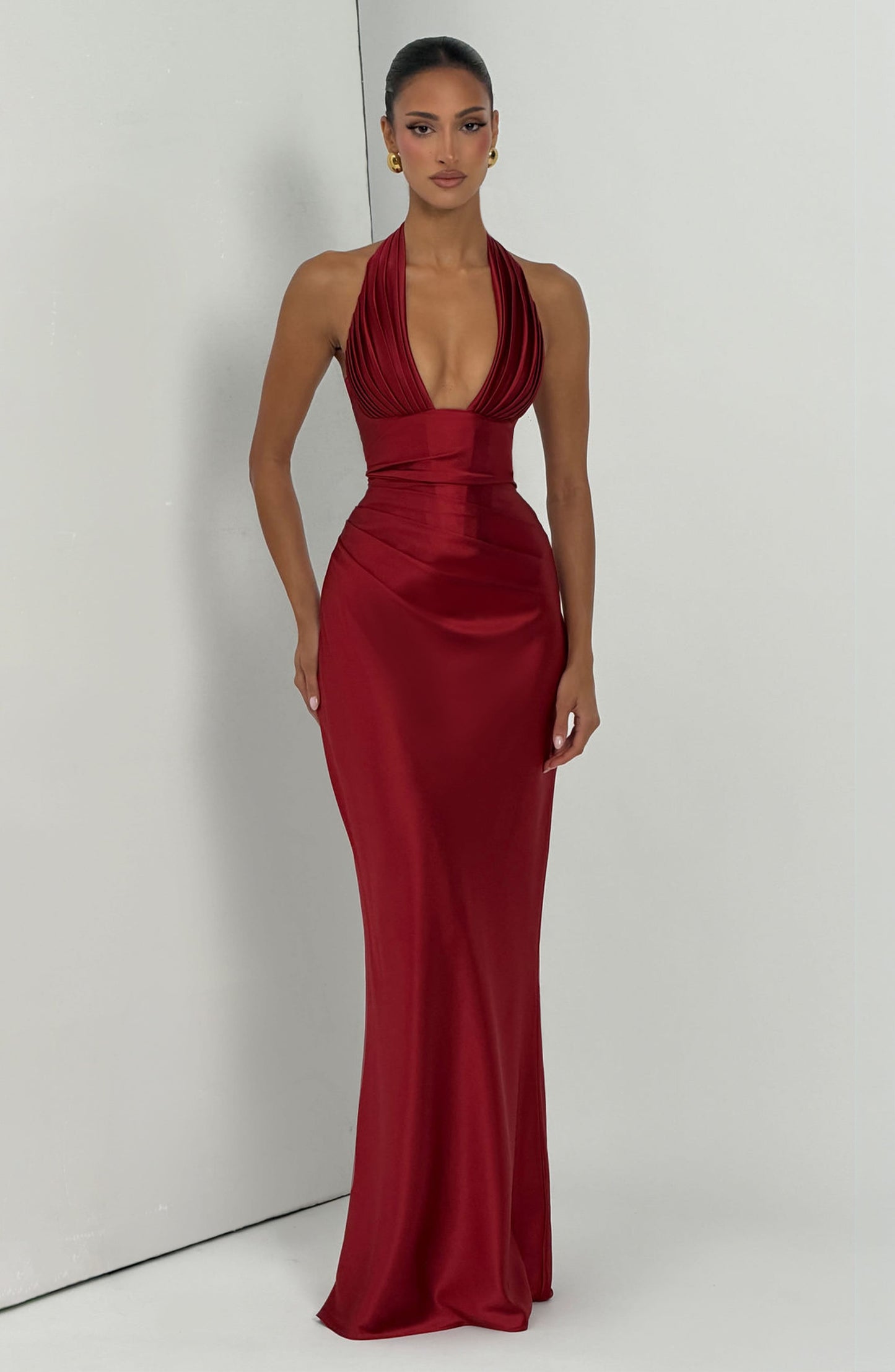 Elowen Maxi Dress - Deep Red Dress Fardora Premium Exclusive Design