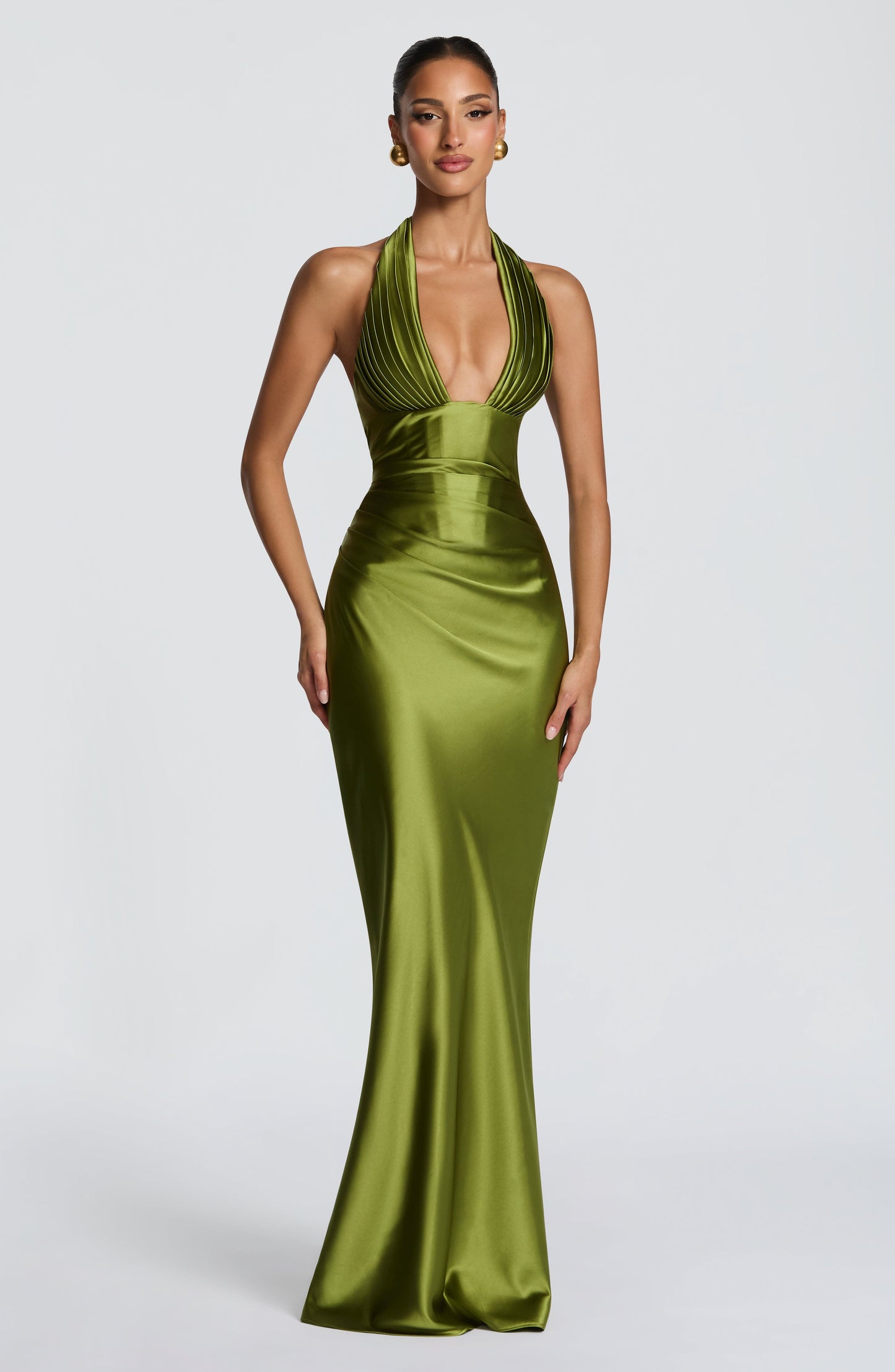 Elowen Maxi Dress - Olive Dress Fardora Premium Exclusive Design