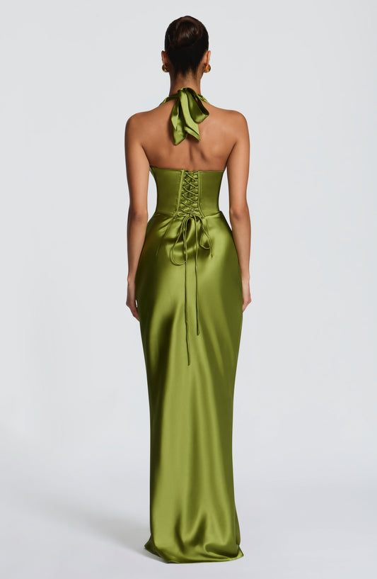 Elowen Maxi Dress - Olive Dress Fardora Premium Exclusive Design