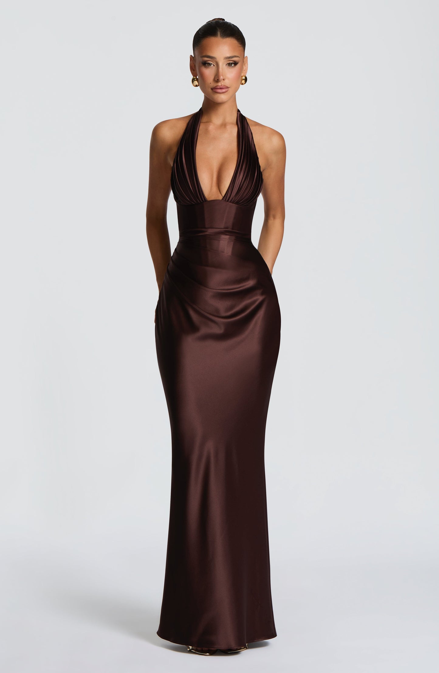Elowen Maxi Dress - Plum Brown Dress Fardora Premium Exclusive Design
