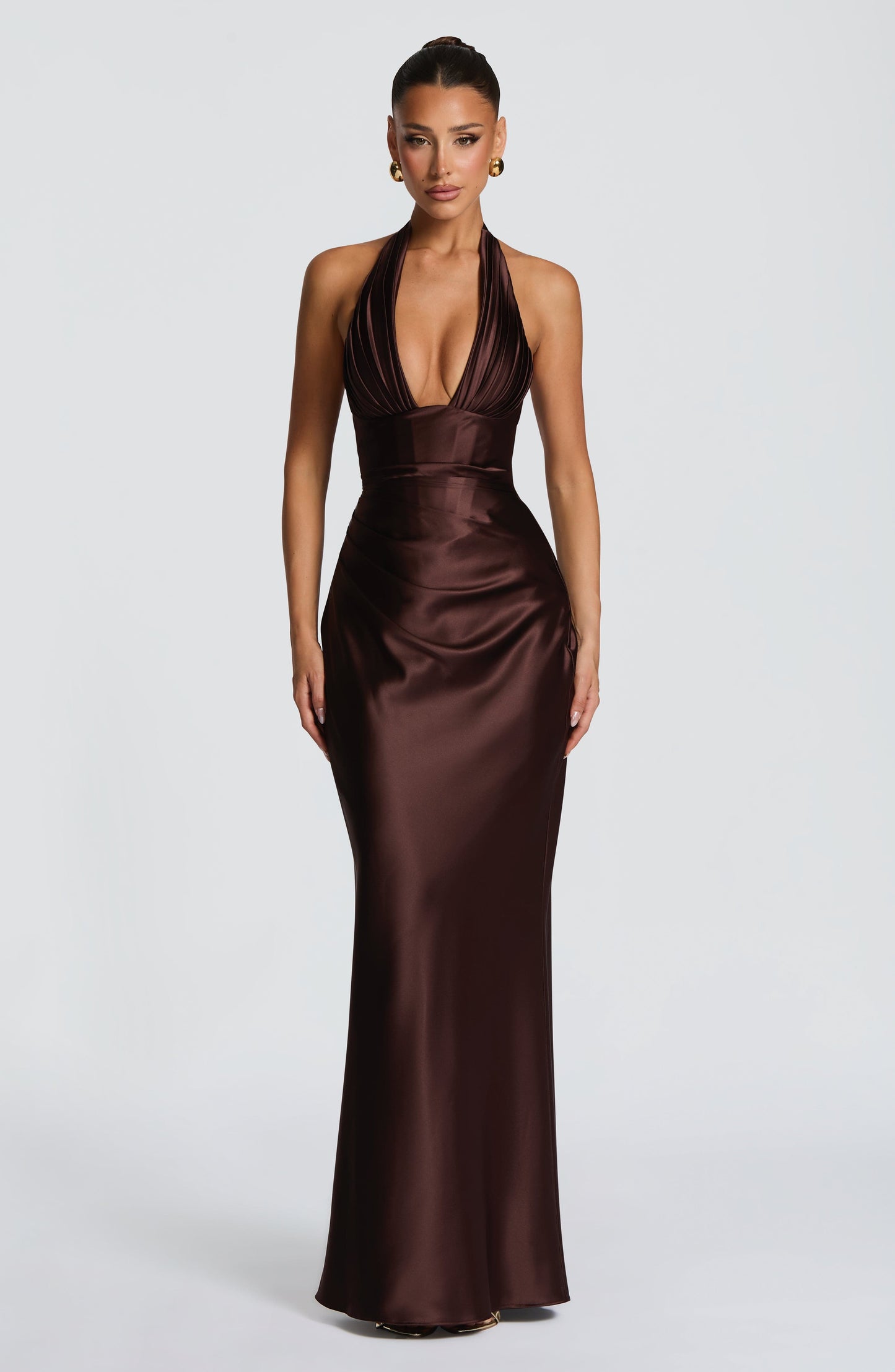 Elowen Maxi Dress - Plum Brown Dress XS Fardora Premium Exclusive Design