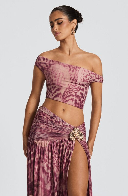 Eva Top - Magenta Orchid Print Top Fardora Premium Exclusive Design