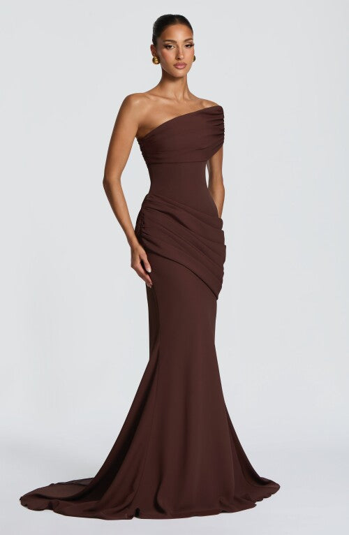Kasia Gown - Plum Brown Dress Fardora Premium Exclusive Design