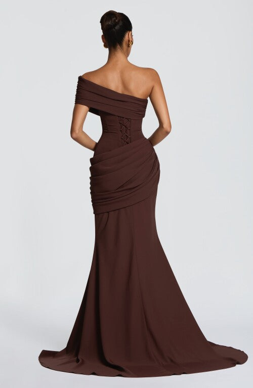 Kasia Gown - Plum Brown Dress Fardora Premium Exclusive Design