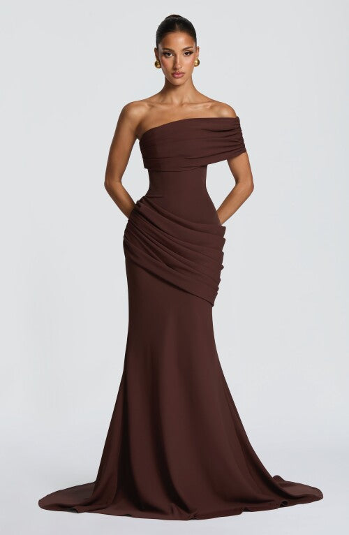Kasia Gown - Plum Brown Dress XS Fardora Premium Exclusive Design